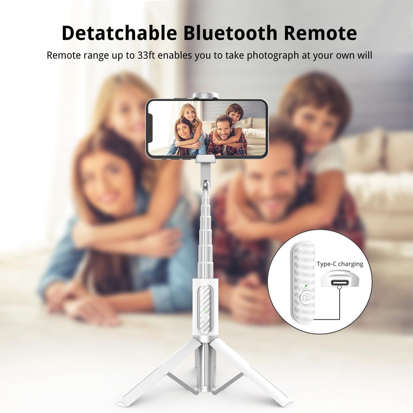 ATUMTEK 3-in-1 17/16/15/14/13/12/11/11 Selfie Stick Tripod, Extendable Aluminum Phone Tripod with Detachable Bluetooth