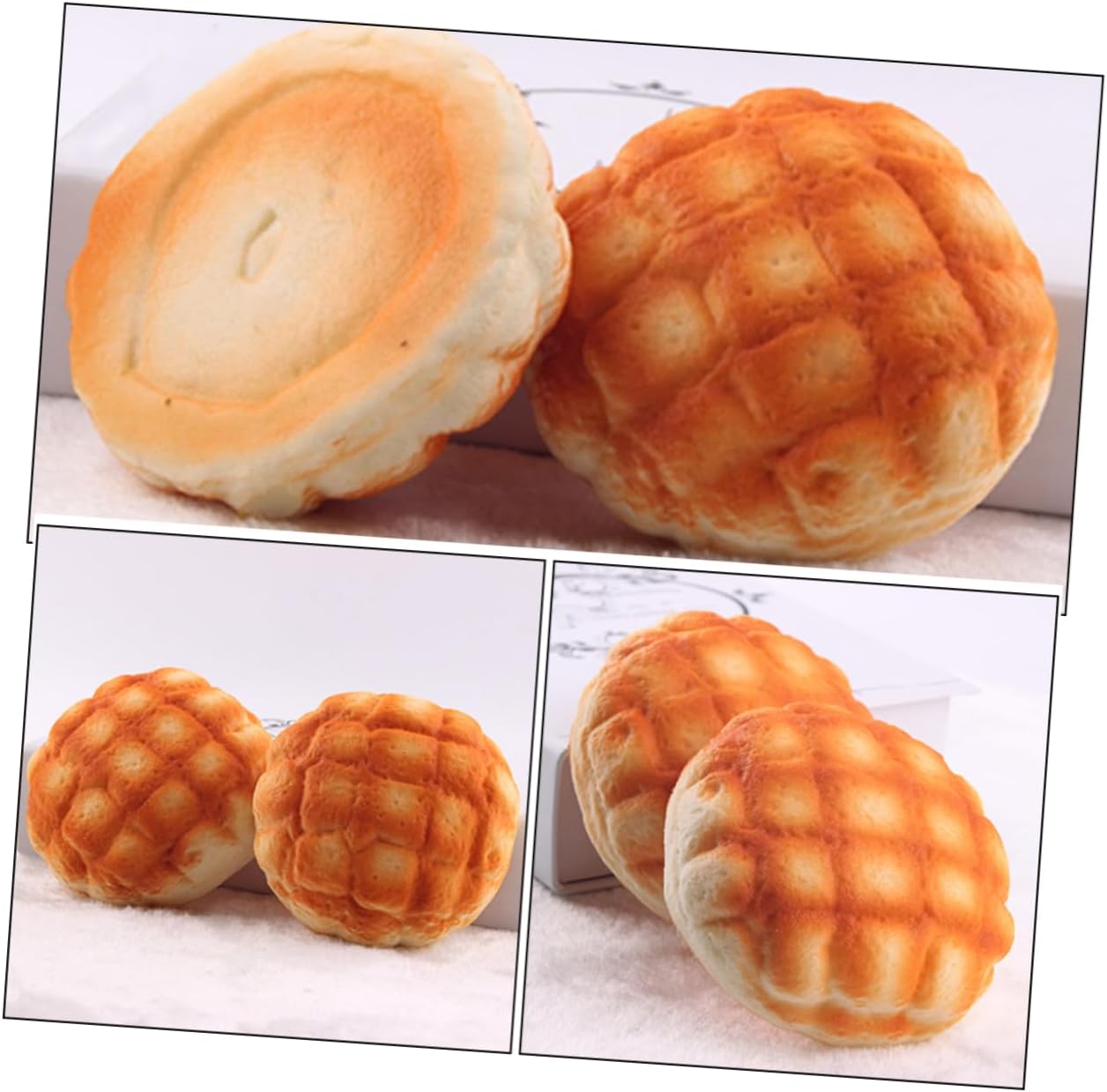 2pcs Set PU Fake Pineapple Bread Simulated Bread Props for Bakery Decor Chic Photo Prop for Kitchen and Shop