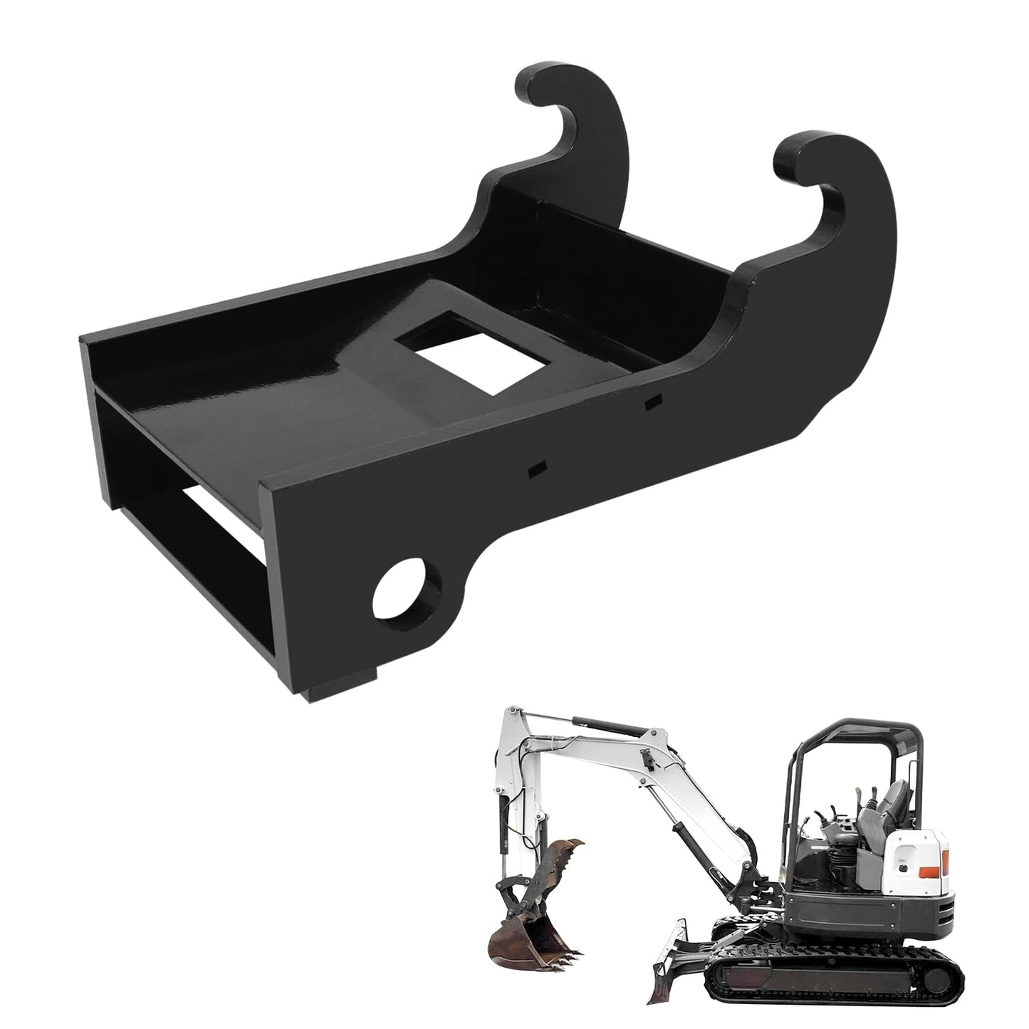 X-Change Quick Attach Coupler Bracket for Bobcat E-Series Mini Excavators - Black Coated Steel Bucket Coupler (X-Change Quick Attach Coupler Bracket)