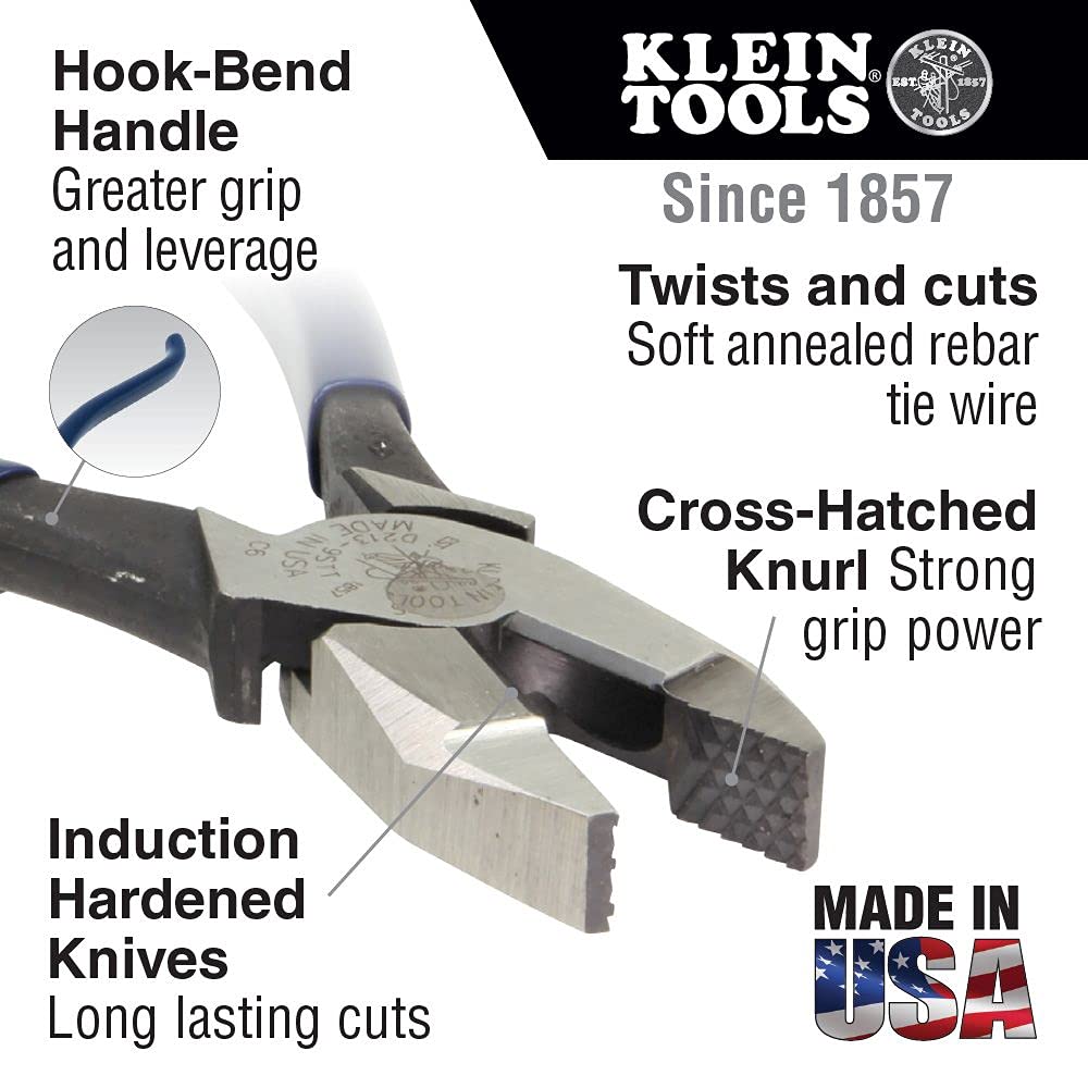 Klein Tools Pliers Kit with Tie Wire Reel Pad | Ironworker's Diagonal Cutting Pliers, Heavy Duty Side Cutters and Flame Resistant Canvas Tool Bag