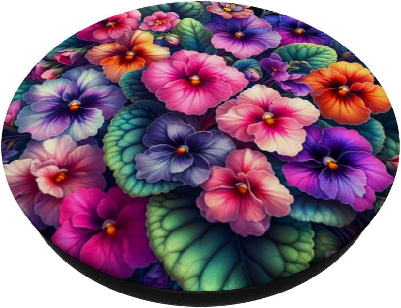 African Violet Flower Decor African Violets House Plants Indoor Flower Garden Art Design PopSockets Standard PopGrip
