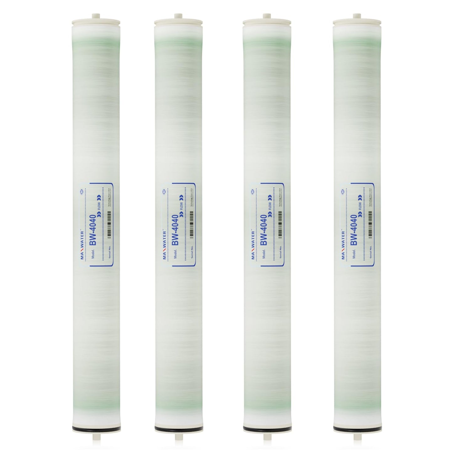 Max Water Brackish Water RO Membrane Element-BW-4040 2400 GPD, Commercial Reverse Osmosis size 4" x 40" good for Industrial, Municipal, Waste Water Re-Use, Car Wash, Whole House etc. (Pack of 4)