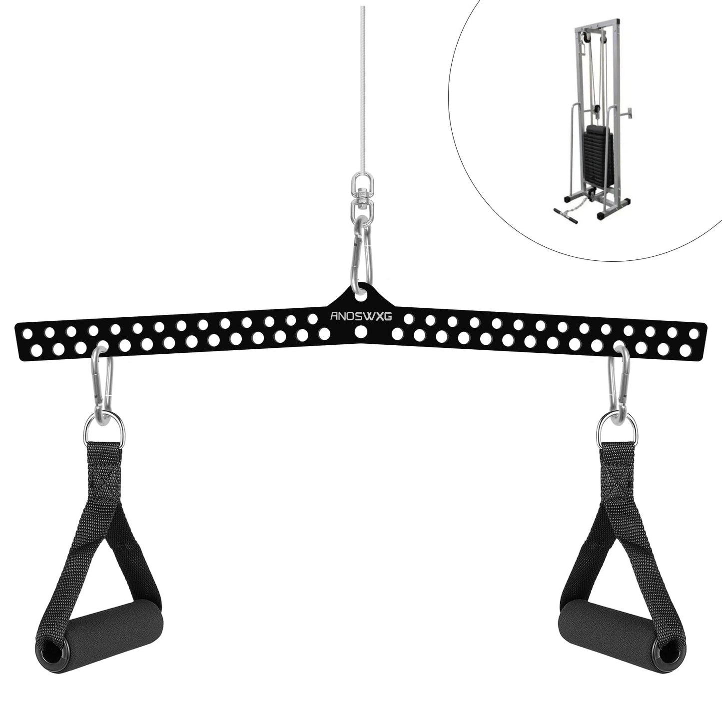 multi-grip lat pull down bar (Black, Large Size)