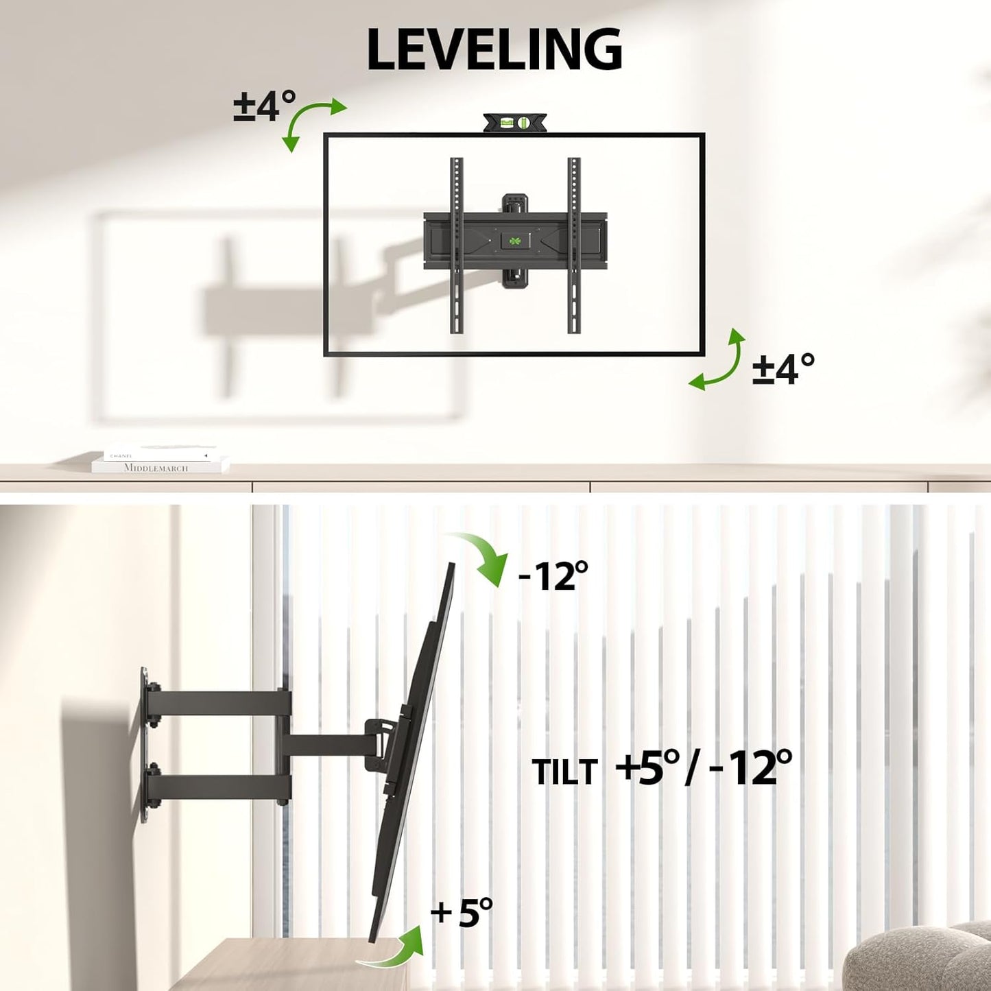 26-60 Inch 80 lbs, 400x400mm USX MOUNT Swivel TV Wall Mount for TVs up to Single Articulating Arm, Full Motion TV Wall