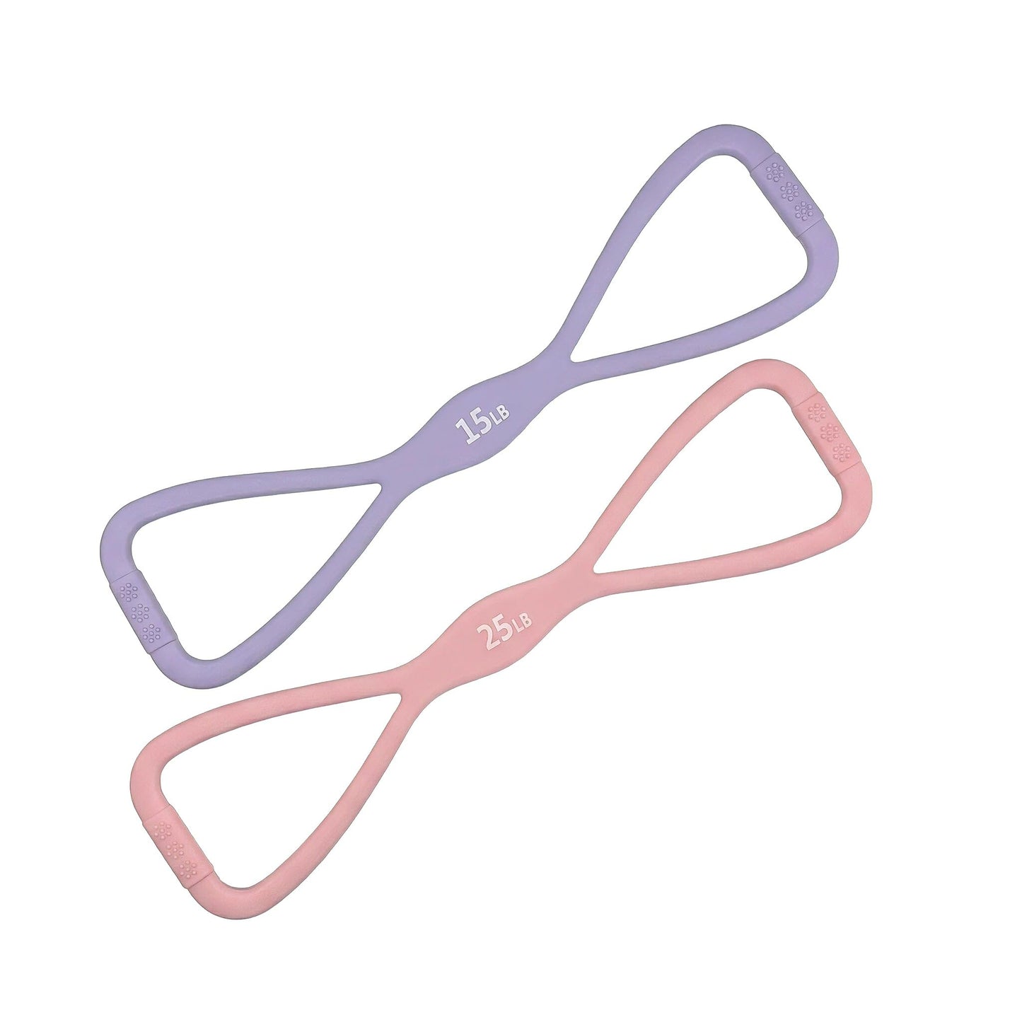 AZALEA Figure 8 Resistance Bands, 2 Pack Silicone Stretch Bands for Yoga, Pilates, Home Workout, Non Slip Exercise Bands with Handles, 15LB 25LB Set for Arms, Back, Legs, Glutes