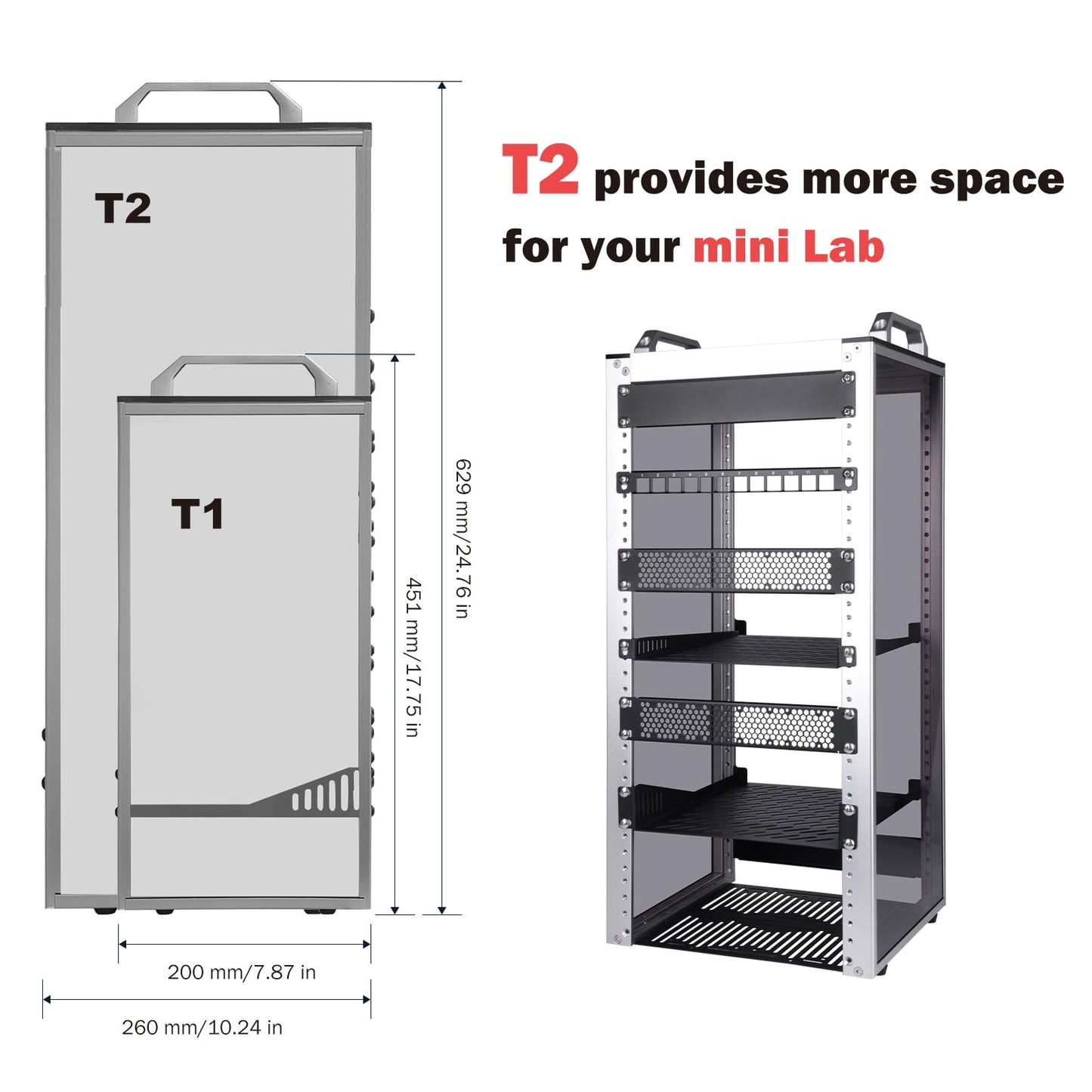 GeeekPi 12U Network Rack, 10 inch Mini Server Rack for Network, Servers, Audio, and Video Equipment, DeskPi RackMate T2 Rackmount, 10.23 inch Depth