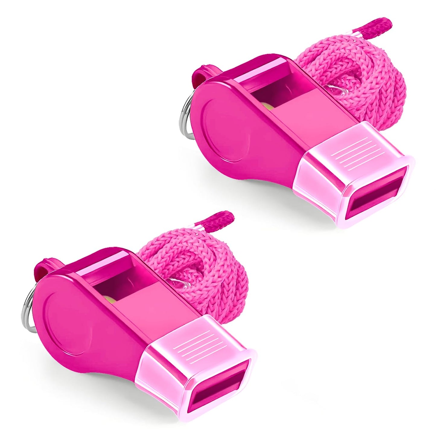 uadbau Pink Whistle, Plastic Whistle Emergency with Lanyard and Mouthpiece – Loud Crisp Sound for Coaches, Lifeguard, Teachers, Training, and Outdoor Safety (2 Pack)