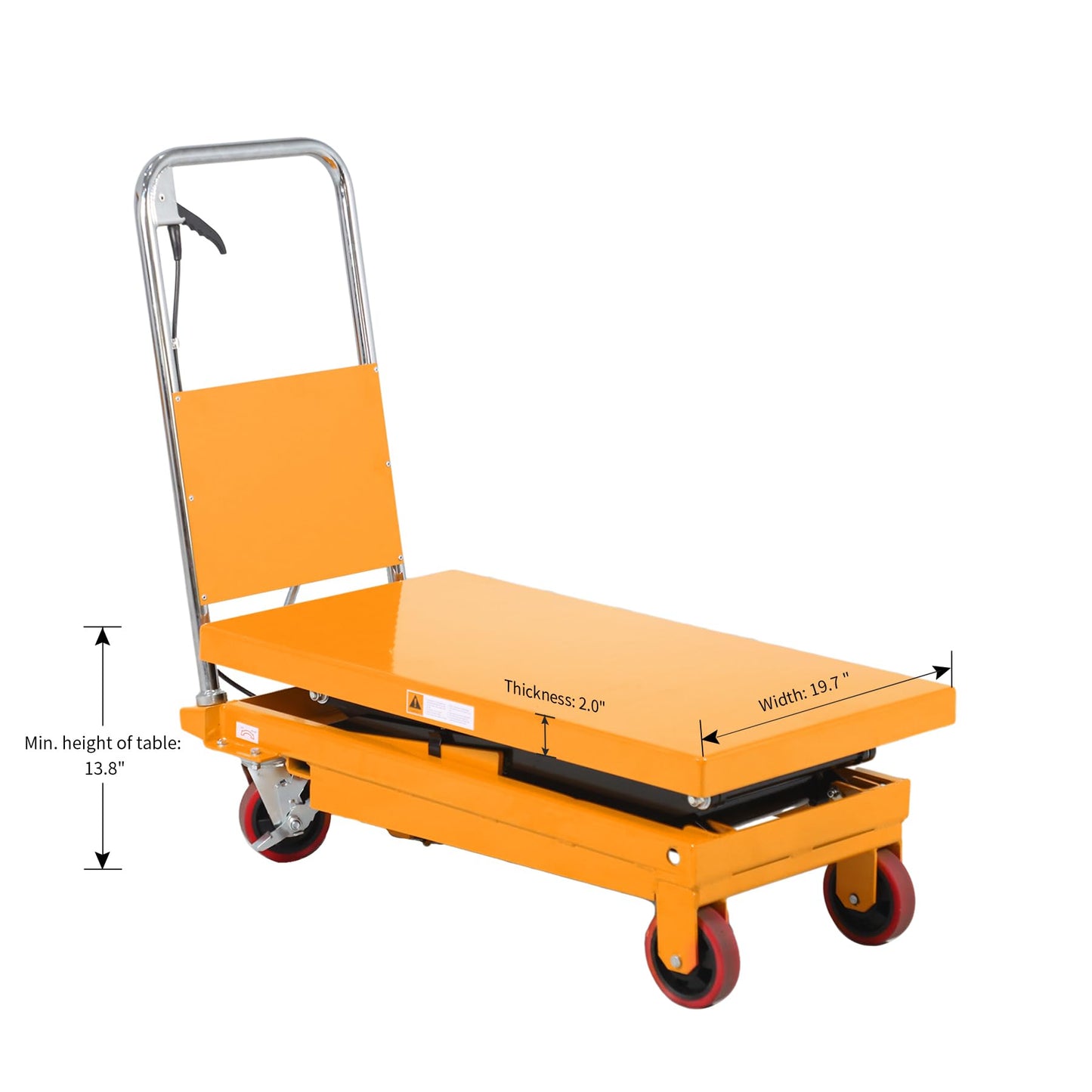 APOLLO Lift Table Cart Double Scissor Hydraulic Lift Table Cart 51" Lifting Height Elevating Cart 770lbs Capacity