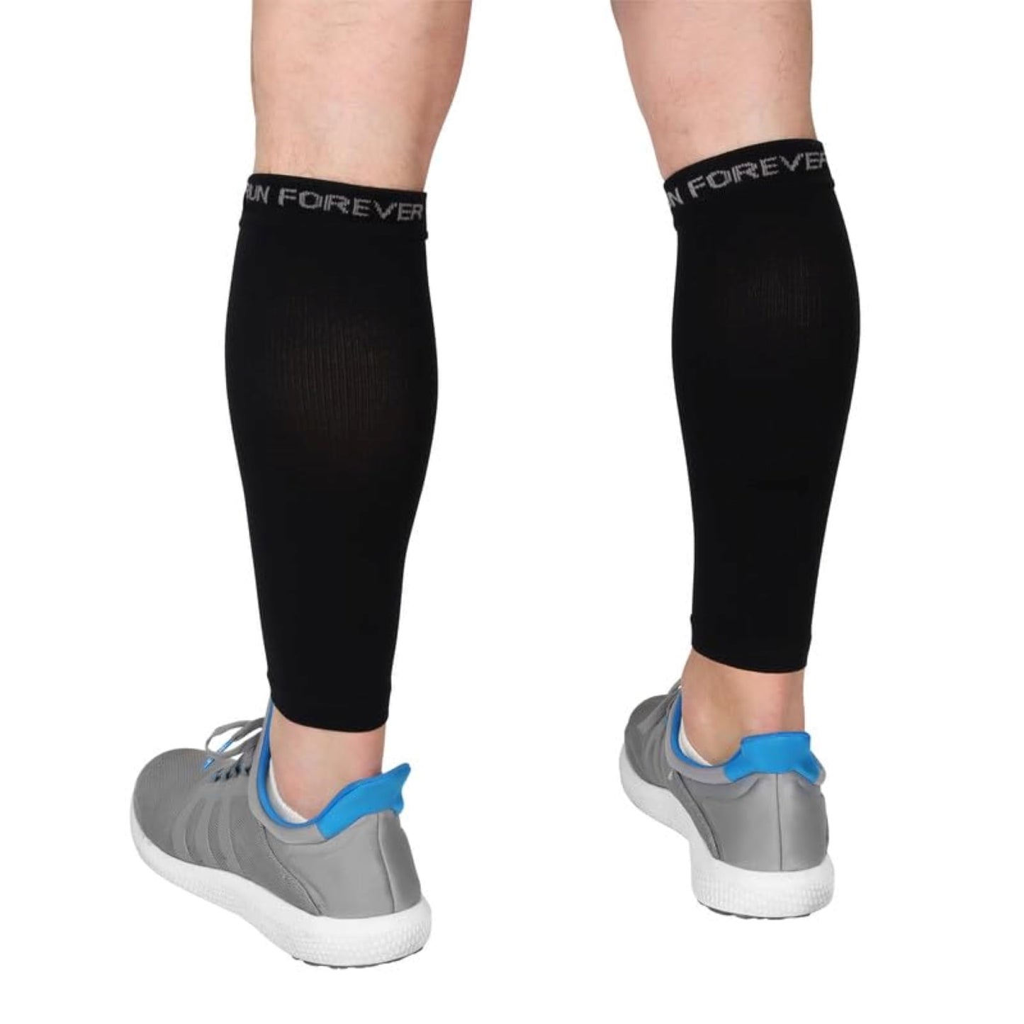Run Forever Calf Compression Sleeves for Men and Women - Footless Compression Socks for Runners, Shin Splints, Varicose Vein & Calf Pain Relief - Leg Brace for Running, Cycling, Travel - 2XL, Black