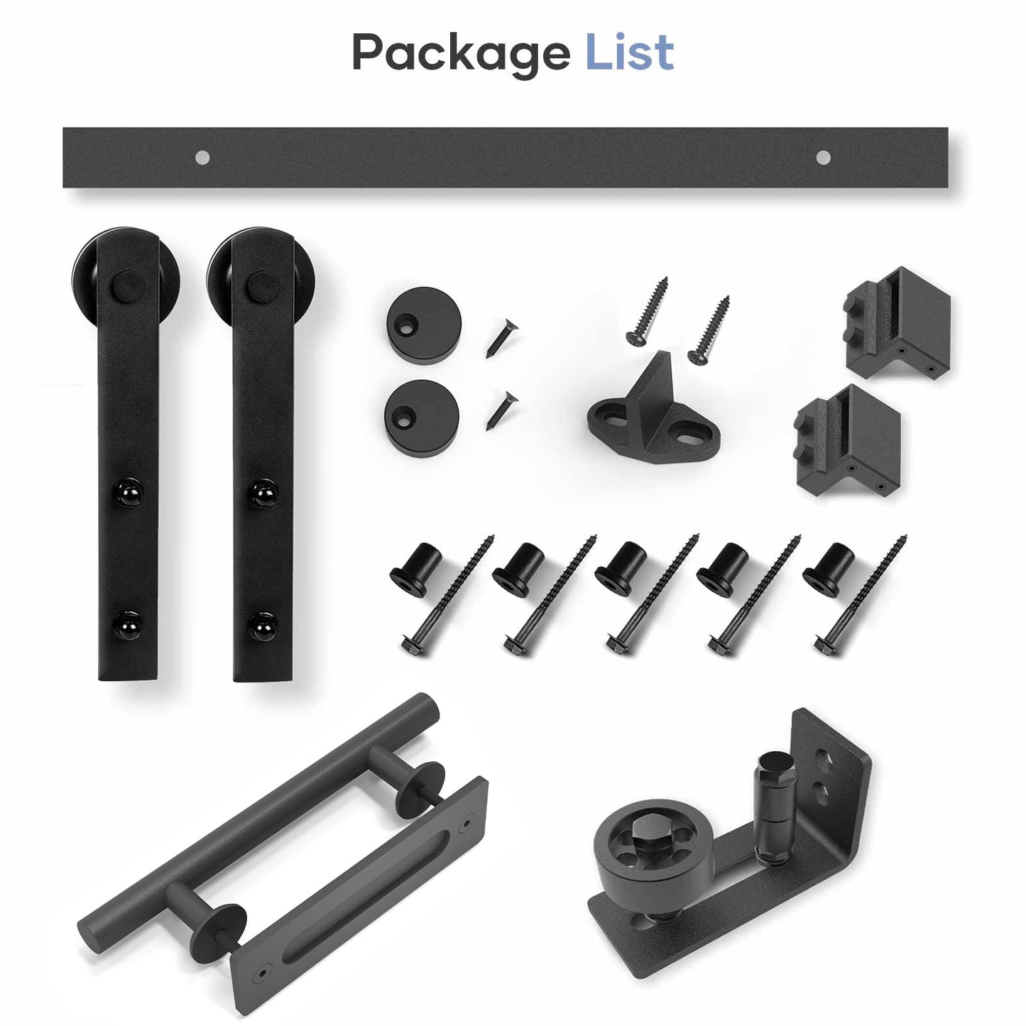 EaseLife 6 FT Sliding Barn Door Track and Handle Hardware Kit, Straight Pulley,Slide Smoothly Quietly,Easy Install (6FT Track Kit for 30"~36" Wide Single Door)