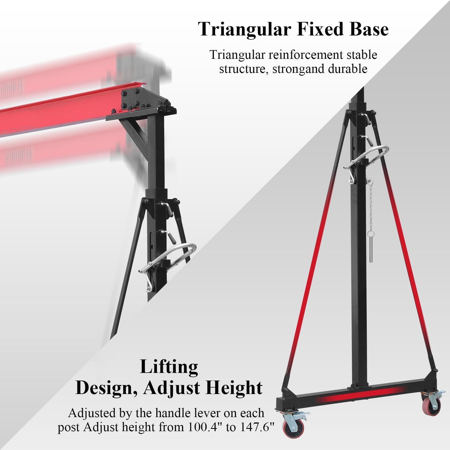 Gantry Crane, 4400 LBS Adjustable Gantry Crane, 2 Ton Shop Cranes Lift Hoist with 8-12 ft Adjustable Height for Warehouse & Factory