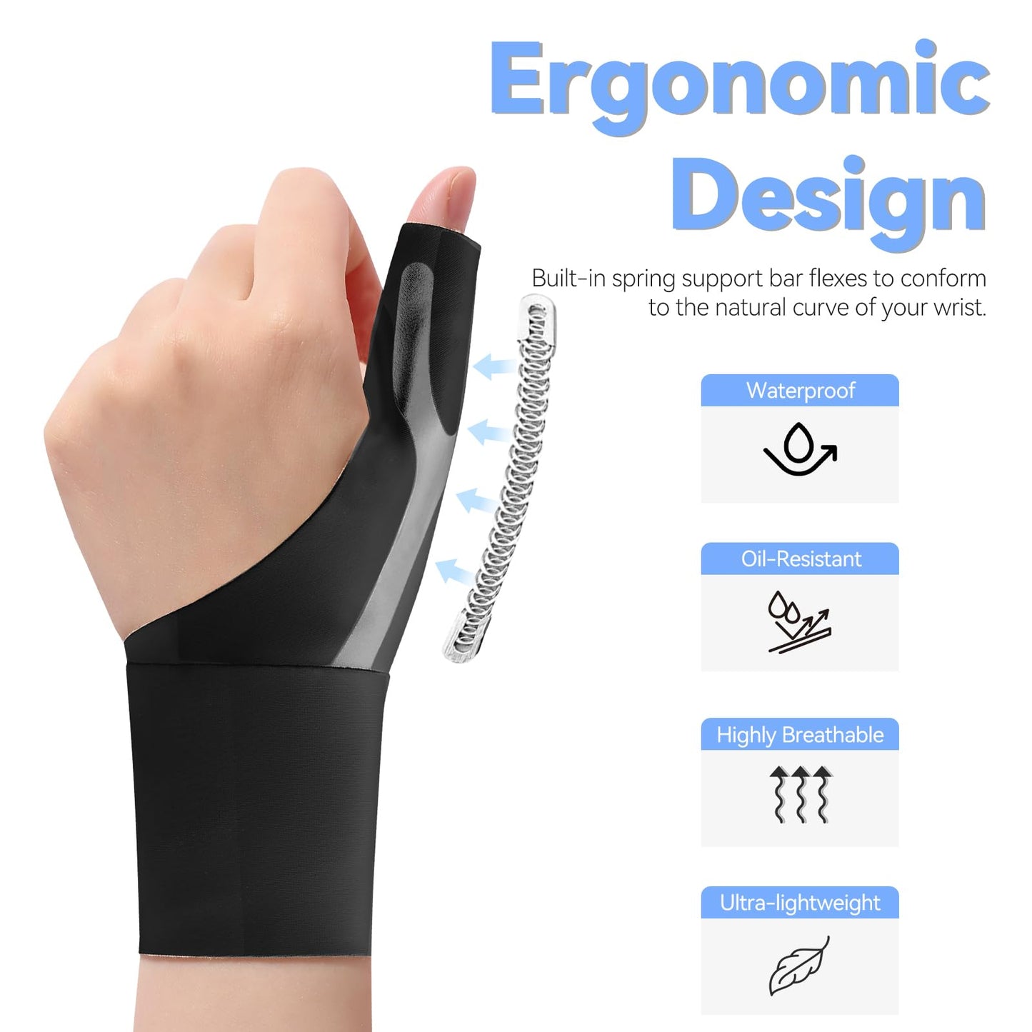Goldeer Thumb Wrist Brace 1 Pair for Arthritis Pain Relief, Thumb Spica Splint for Carpal Tunnel, De Quervain’s Tenosynovitis & Tendinitis and TFCC, Lightweight Copper Compression Stabilizer Support for Men Women Left Right Hand（M, Black）