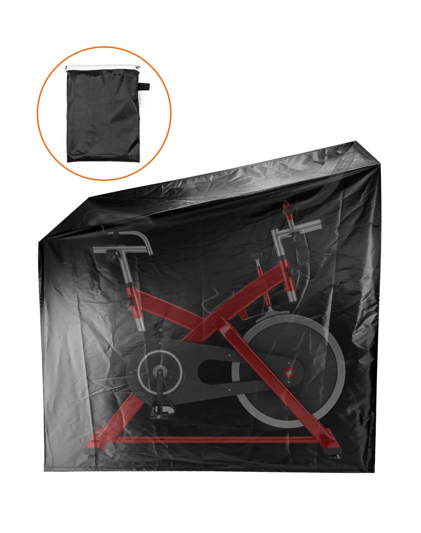 QWORK Exercise Bike Cover, Upright Outdoor Waterproof UV Dust Wind Bicycle Storage for Most Fitness Stationary Bikes, Premium Sport Training Bike (Black)