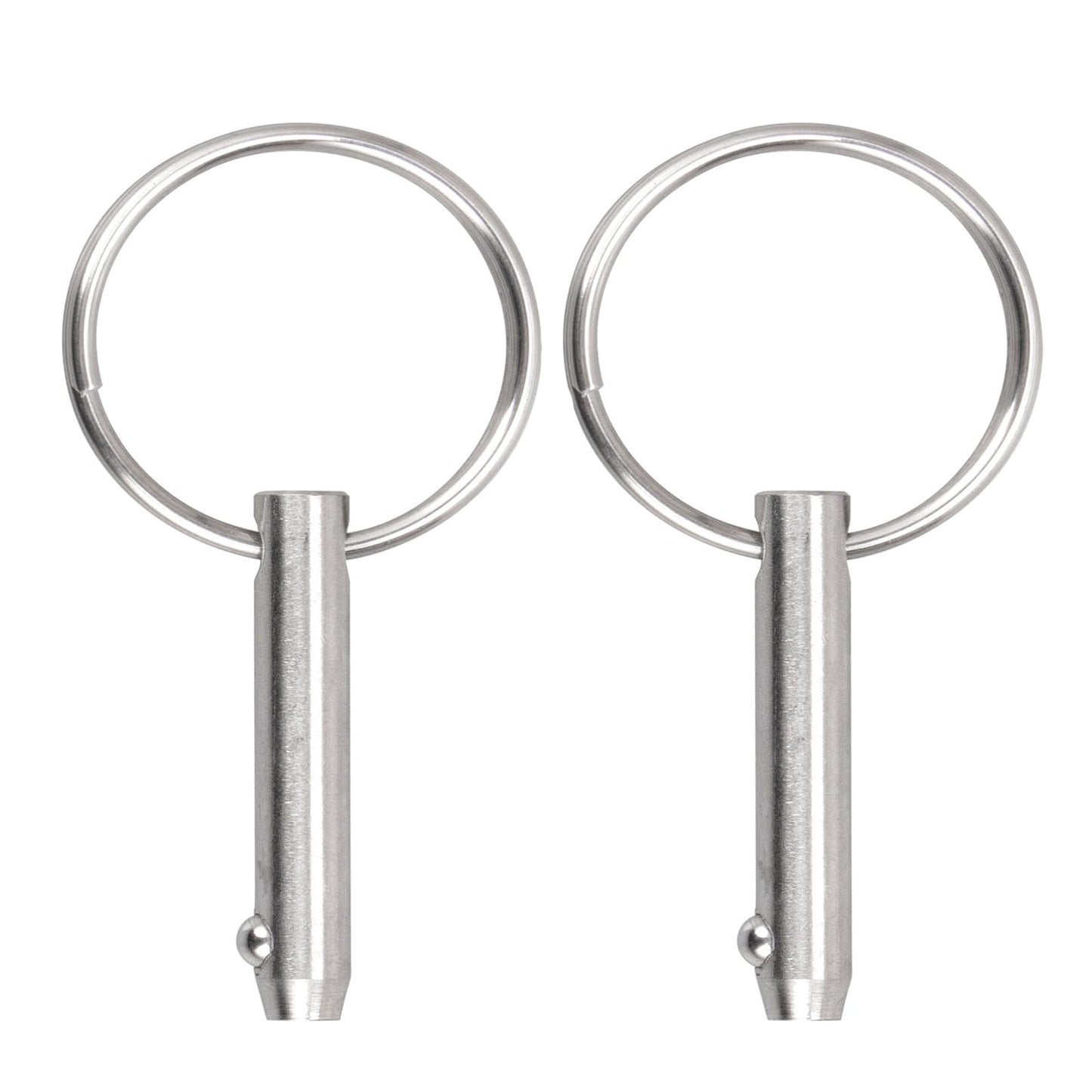 2 PCS Marine 316 Stainless Steel Quick Release Pin Bimini Top Pin, Diameter 1/4"(6.3 mm), Overall Length 1.5"(38 mm), Usable Length 1"(25.4 mm)