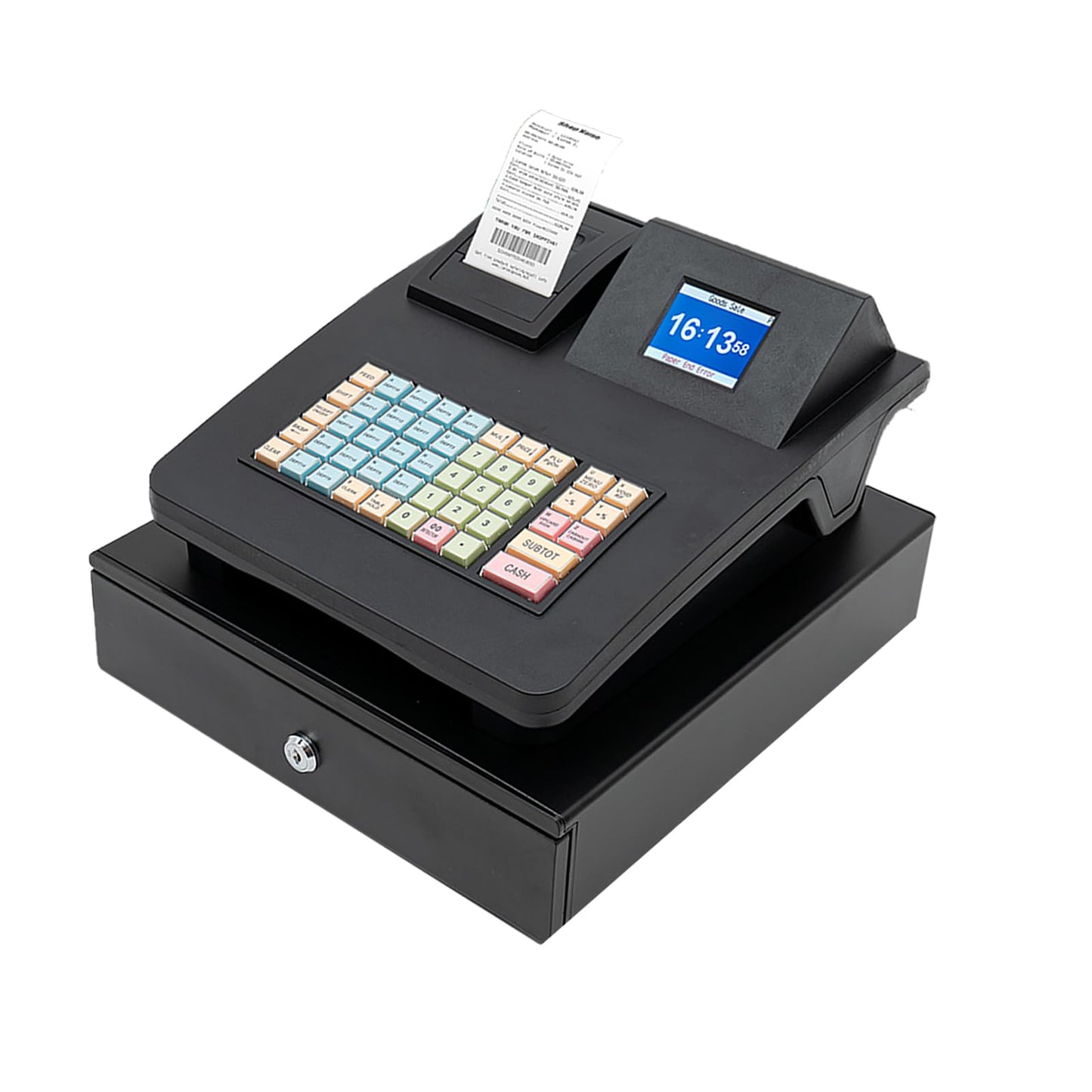 Cash Register for Small Businesses & Restaurant, Electonric caja registradora w/Cash Drawer, 200Dept/1000Items/200Tables/30Tastes/50Clerks/15Reports,Supports Scanner Scale Printer(Black)