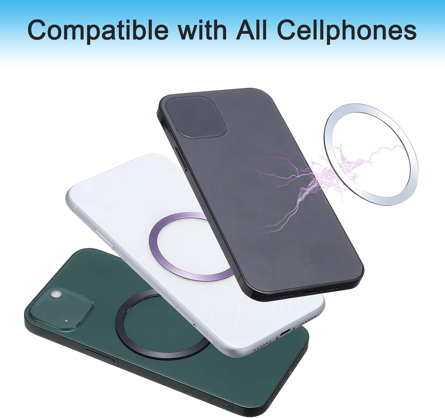 55x0.4mm(ODxT) 2 Pack, MECCANIXITY Universal Metal Ring Sticker Wireless Magnetic Charger Magnet Ring Stickers