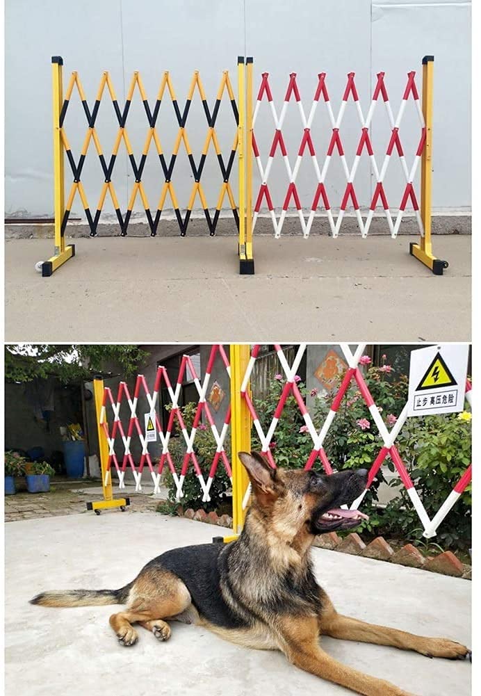UYCVT Barricade Gateexpandable Safety Barricades, Mobile Barricade Guar with Wheels, Flexible Fence Folding Barrier Gate, for Outdoor Road Garage Construction-Yellow Black-1.2x6m
