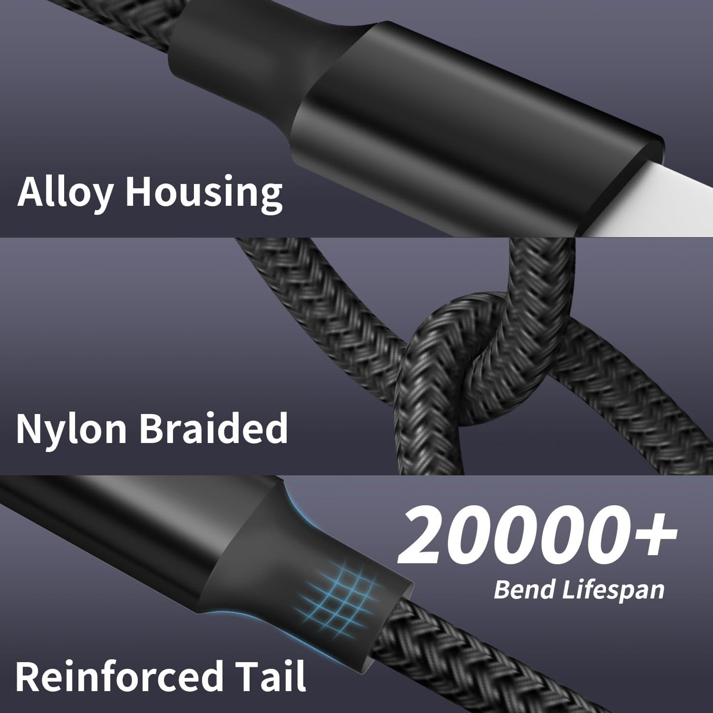 4 2 iPhone17-12/Androids/Pad Charger(2Pcs, 5FT) Dual Type-C Ports in Multi Charging Cable, Travel Cruise Essentials