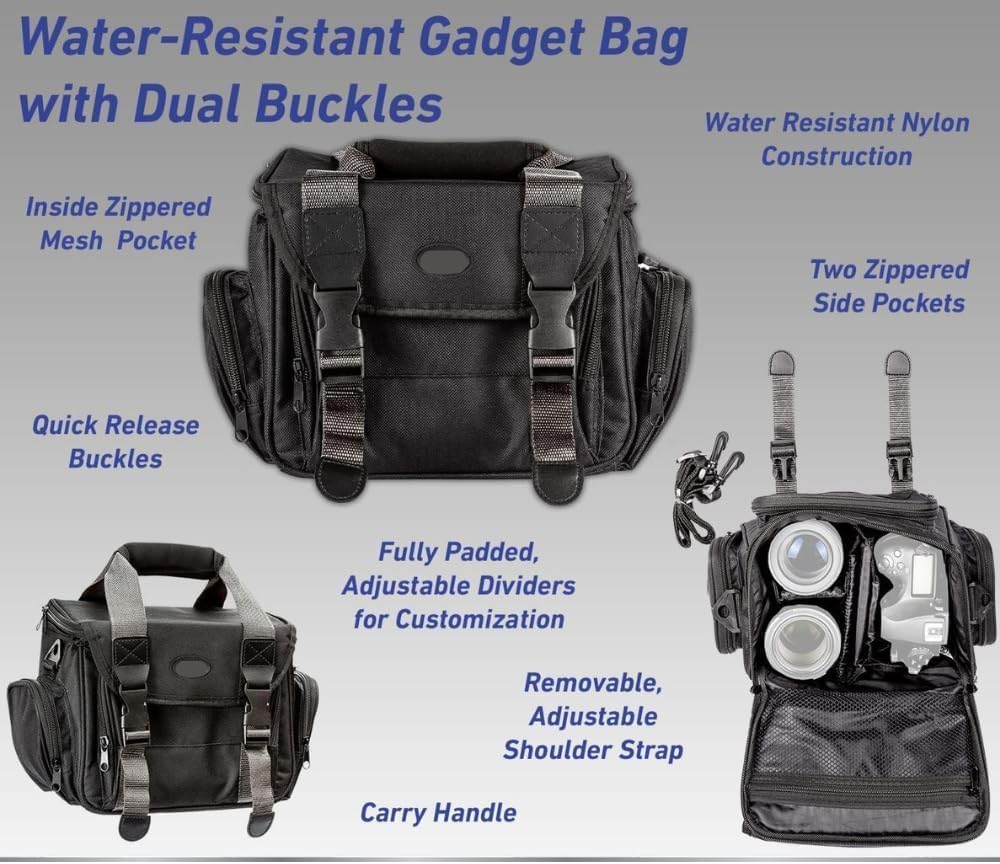 eCostConnection Extra Large Camera Bag Fully Padded Gadget Case with Dual Buckles for Sony,Nikon, Canon, Olympus