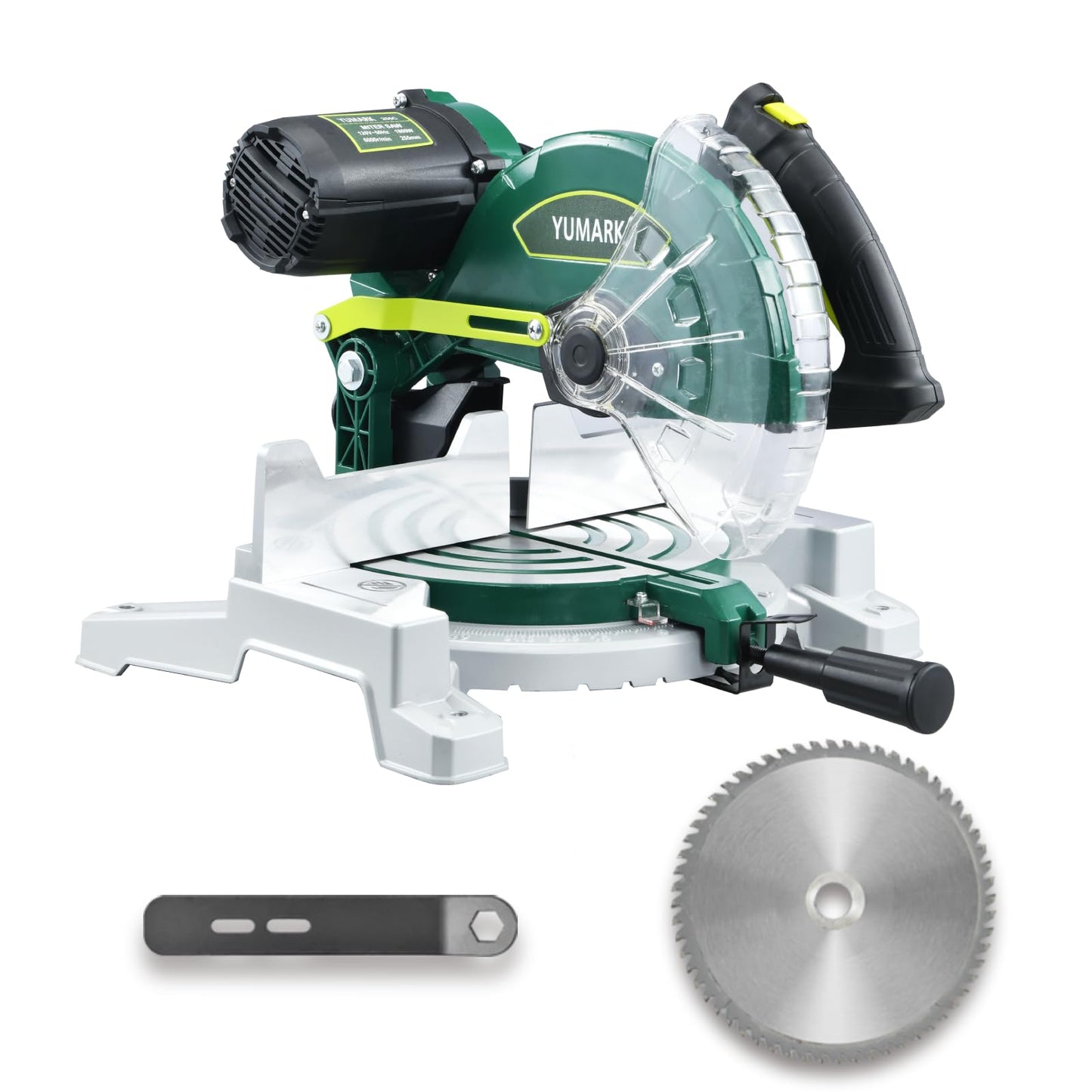 Yumark 10-inch Miter Saw 6000RPM Corded Power Wood Circular Saw with Precision Miter Angles, Lightweight Design, 45° Adjustable Table