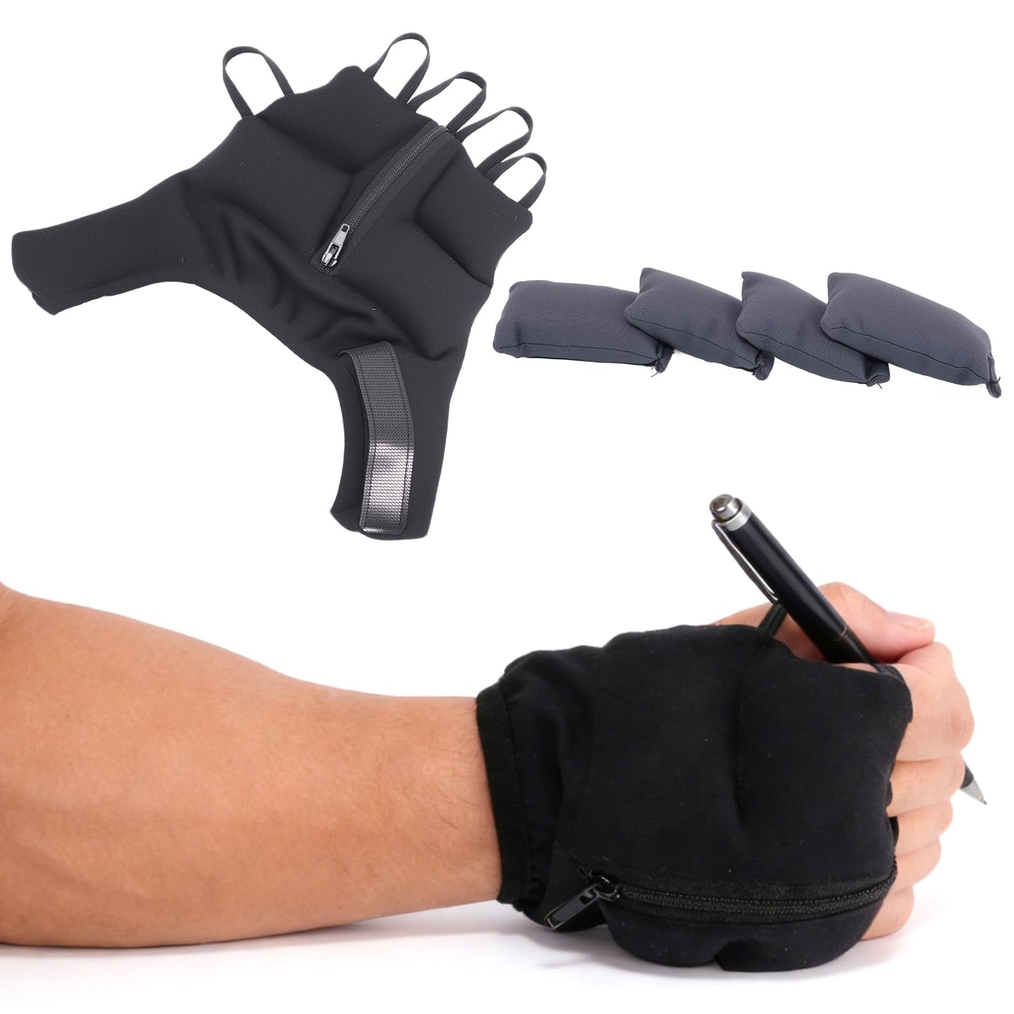 Heinalous Weighted Gloves, Adjustable Weighted Gloves for Hand Tremors,mproved Hand/Wrist Mobility, Writing Stability Strengthening（Right）