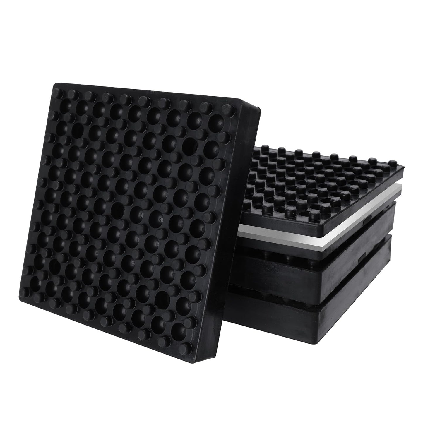 Exercise Equipment Mat Heavy Duty 4 x 4 x 0.8 Inches 4-Pack, Anti-Slip Noise Reduction Shockproof for Treadmill Stationary Bike Hardwood Floors and Carpets