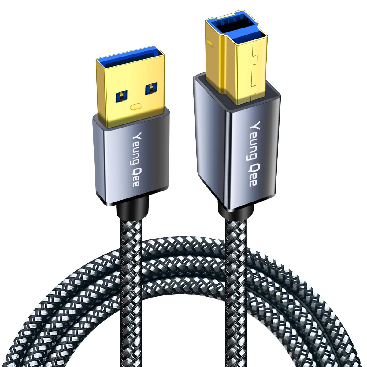 Yeung Qee 3.0 3 3.0 (3ft) USB A to USB B Cable ft,Nylon Braided USB Cable Type A Male to B Male Printer Cable