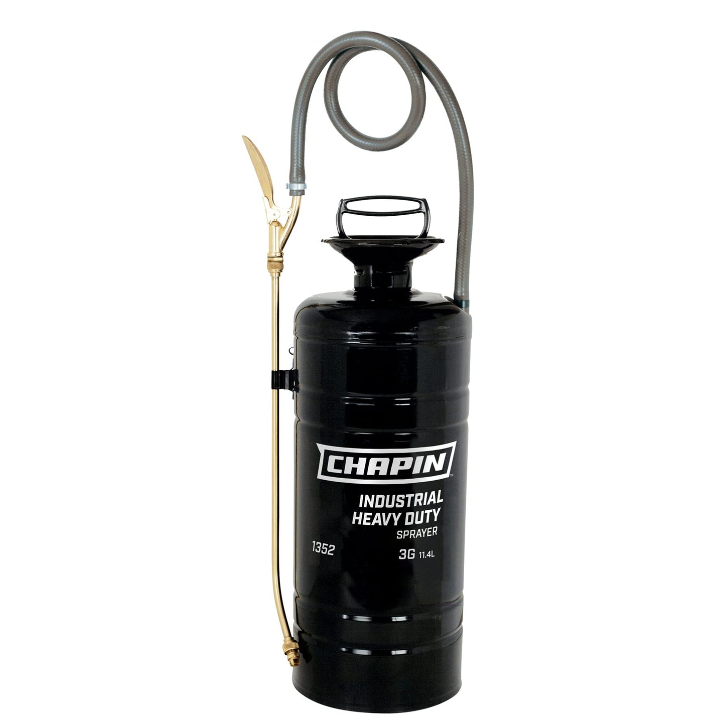 Chapin 1352 Made in The USA 3 Gallon Heavy Duty Tri-Poxy Steel Industrial Metal Tank Sprayer with 18 Inch Brass Wand, 36 Inch Reinforced Hose and Brass Nozzle and Shut Off, Black