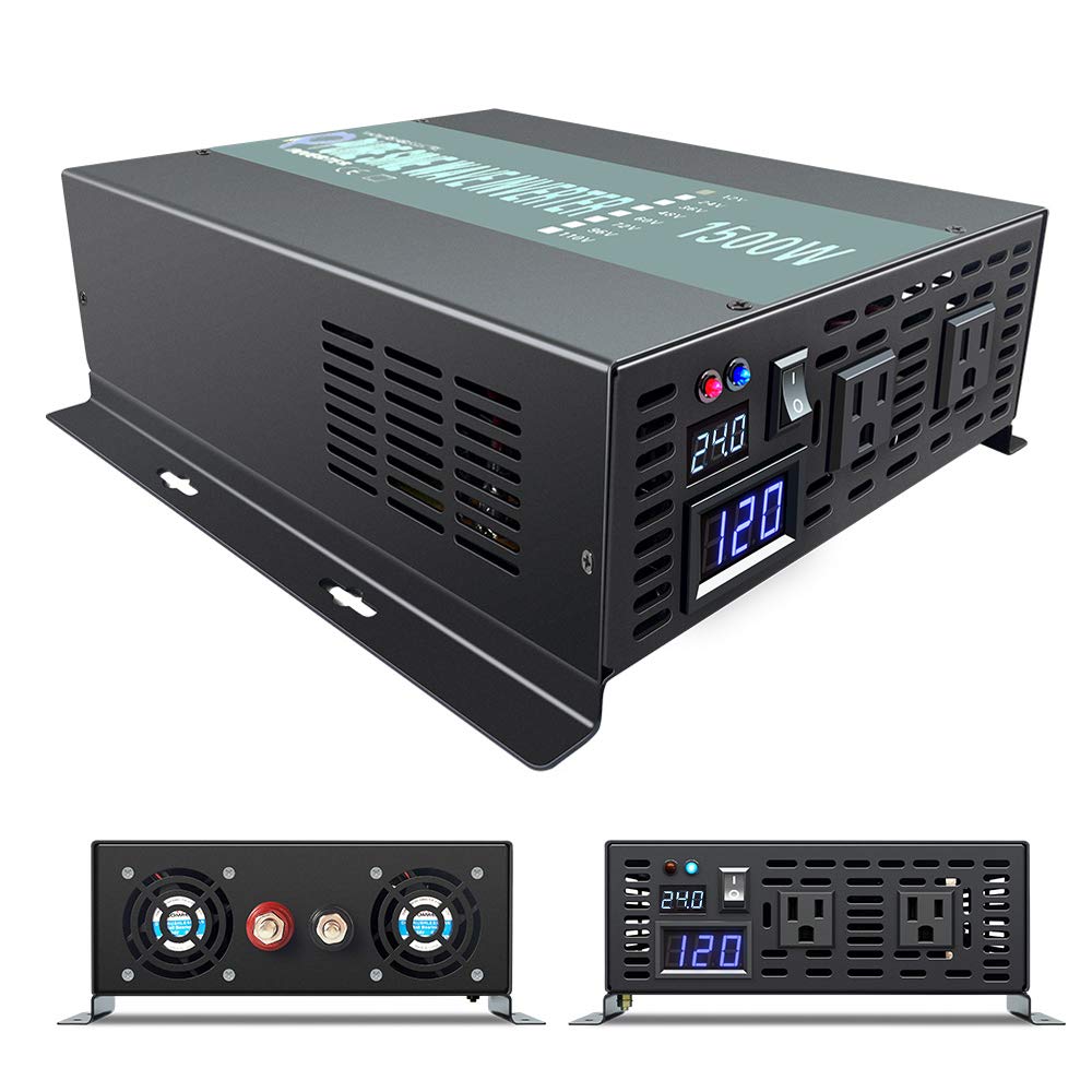 WZRELB 1500W 24V 120V Pure Sine Wave Solar Power Inverter With Remote Control Switch