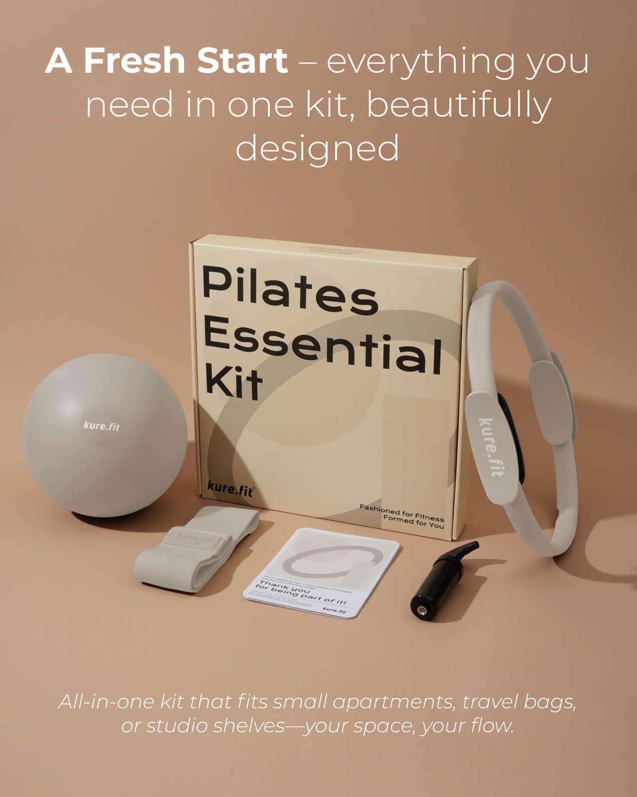 kure.fit Pilates Kit for Women – Home Pilates Equipment Set with Ring, Ball & Resistance Bands | Pilates Starter Kit with Accessories in Gift Box