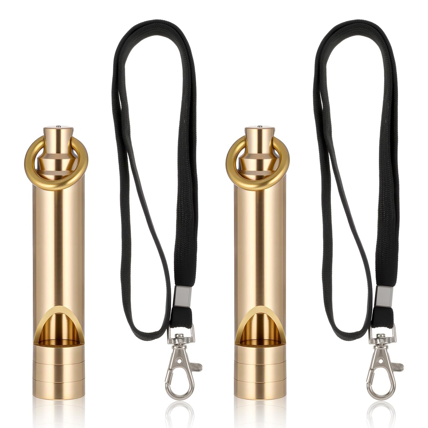 FdcZeyxior 2 PCS Brass Survival Whistle, 125 Db Loud Emergency Whistle Portable Survival Whistles with Lanyards for Pet Training Hiking Camping Coaching Outdoor Safety Accessories