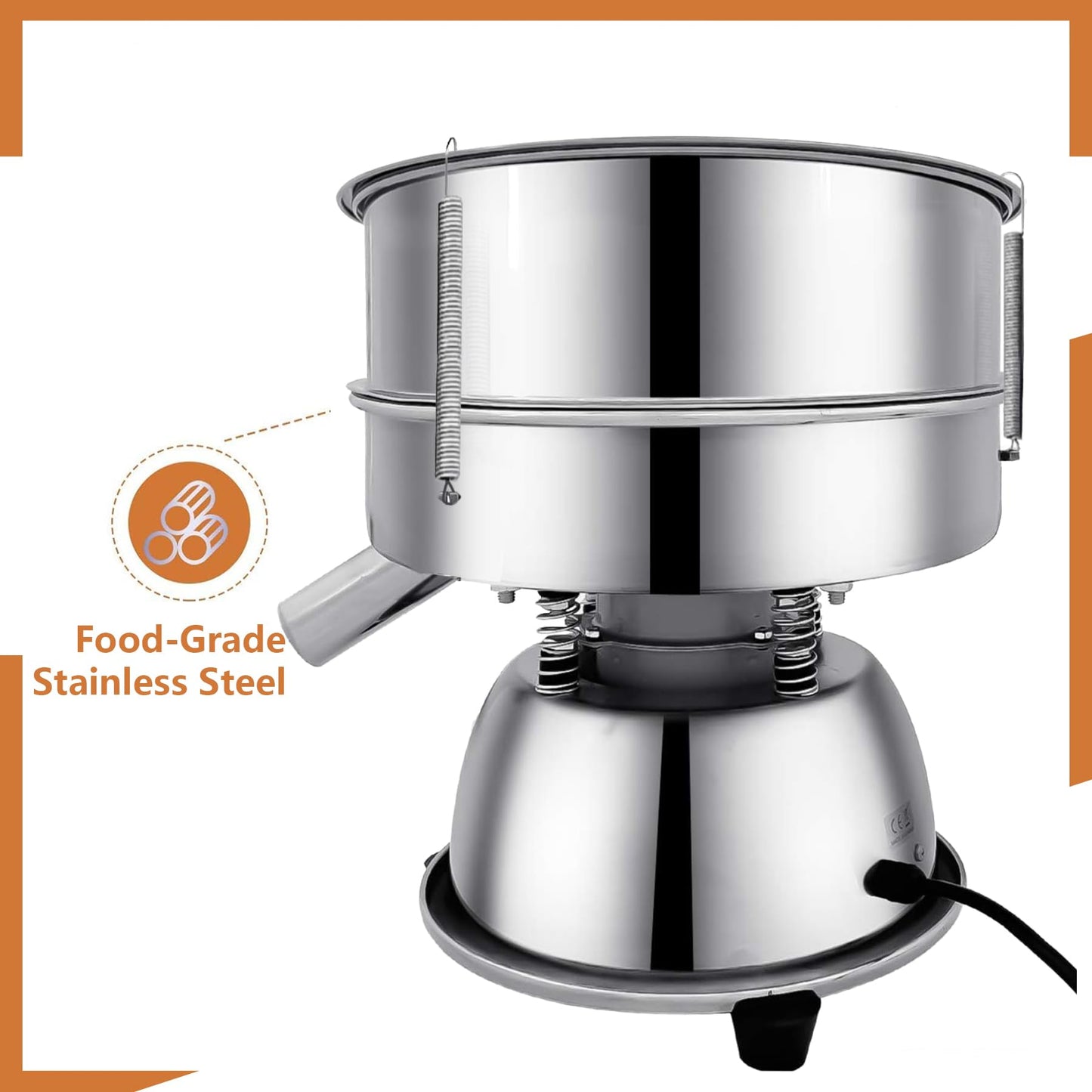 Automatic Powder Sifter Machine, 30 Mesh 50 Mesh Stainless Steel Sieve Shaker, 110V Vibrating Sifter for Flour & Powder, 2 Screens Included