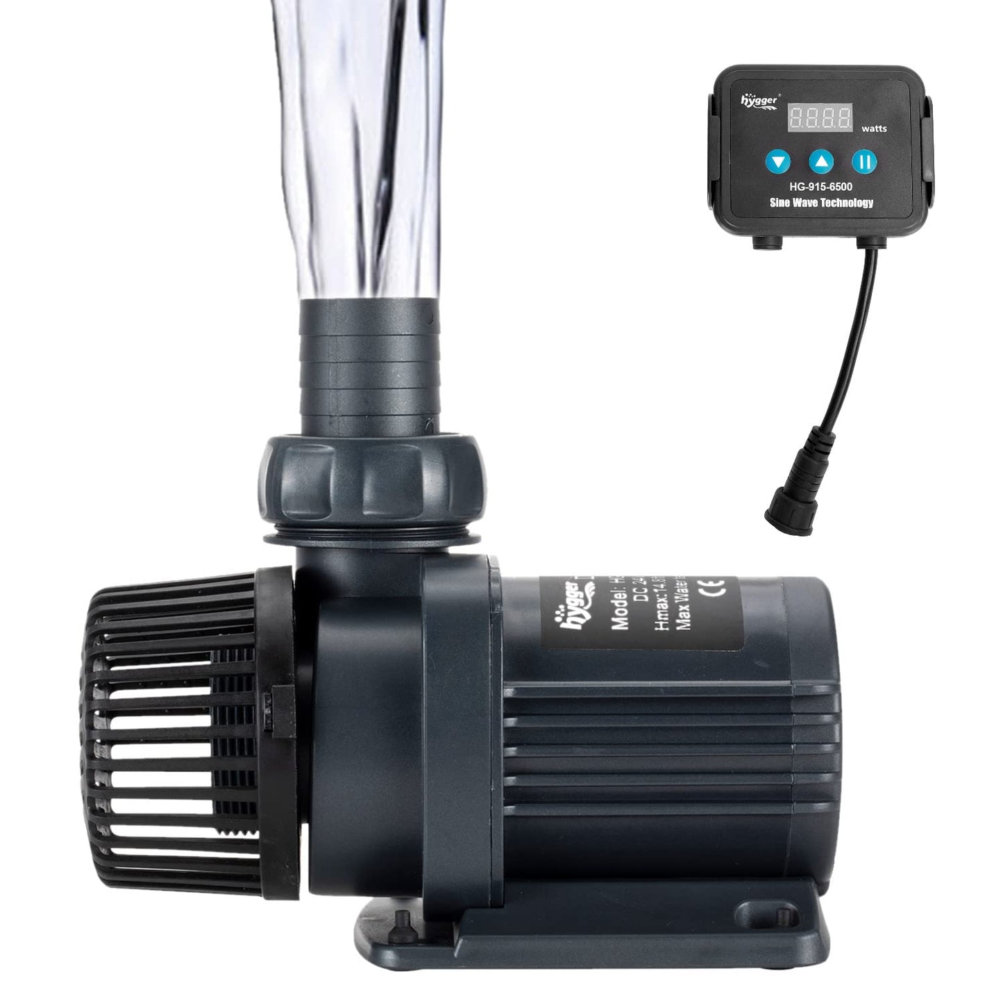 Hygger 1720GPH Quiet Submersible and External 24V Water Pump, with Controller (30%-100% Settings), Powerful Return Pump for Fish Tanks, Aquariums, Ponds, Fountains, Sump, Hydroponics (55W, 14.8ft)