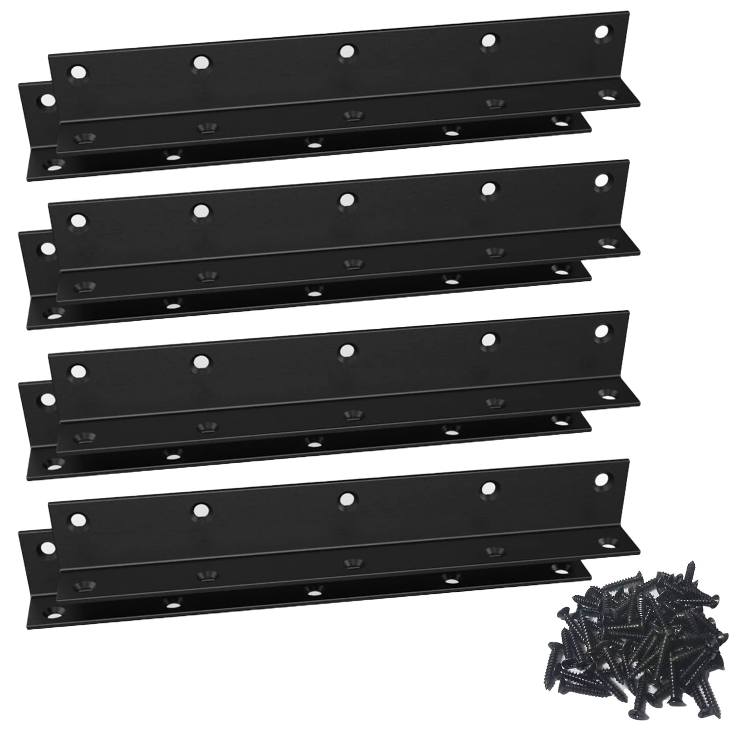 L Bracket,Heavy Duty Corner Brace,Stainless Steel Corner Bracket,Black Large Angle Brackets, Metal Braces for Wood Aufuga (4, 8x1x1)