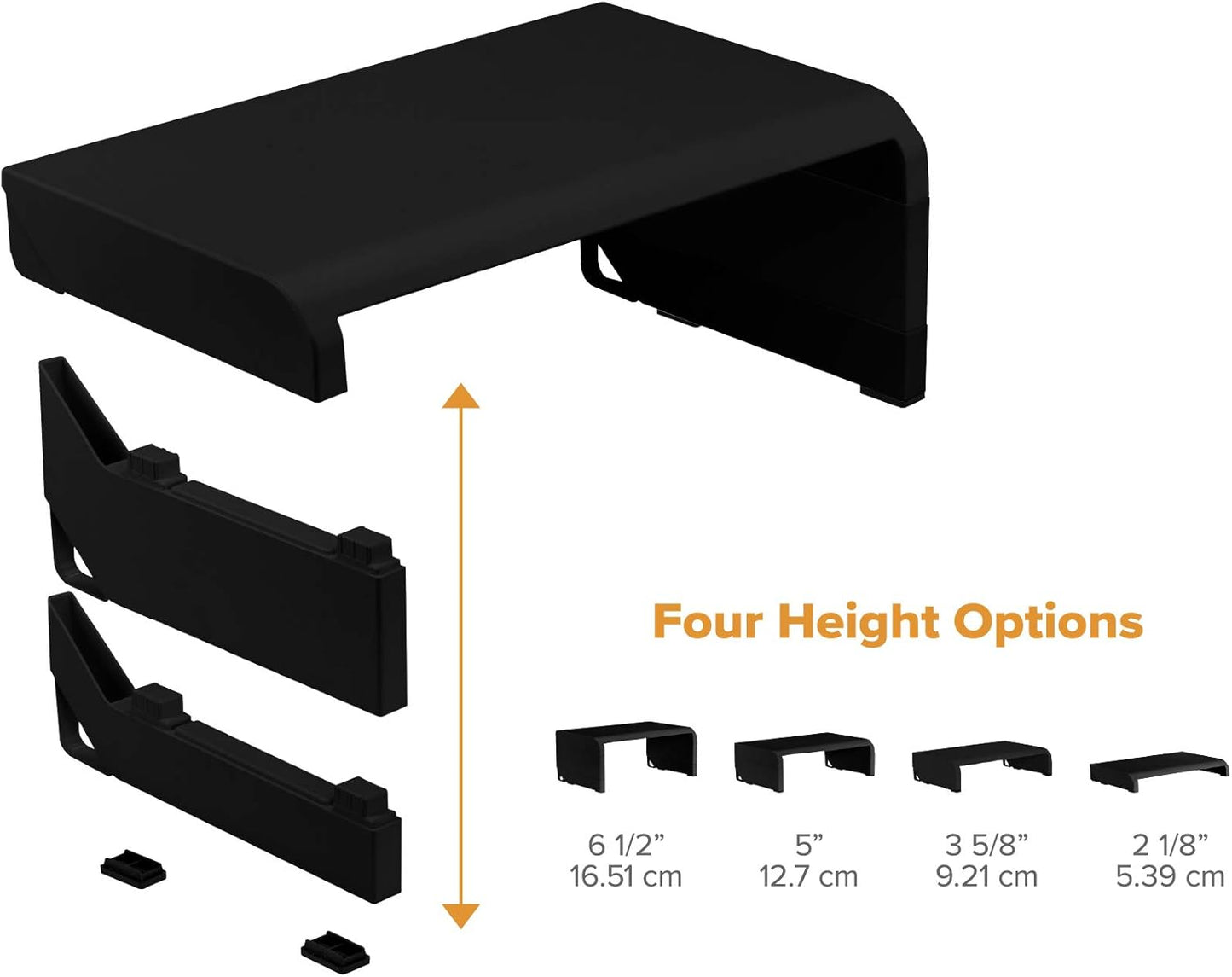 4 Bostitch Office Konnect Adjustable Monitor Stand Riser, Height Adjustments, Built-In Cable Management, Rubber Feet