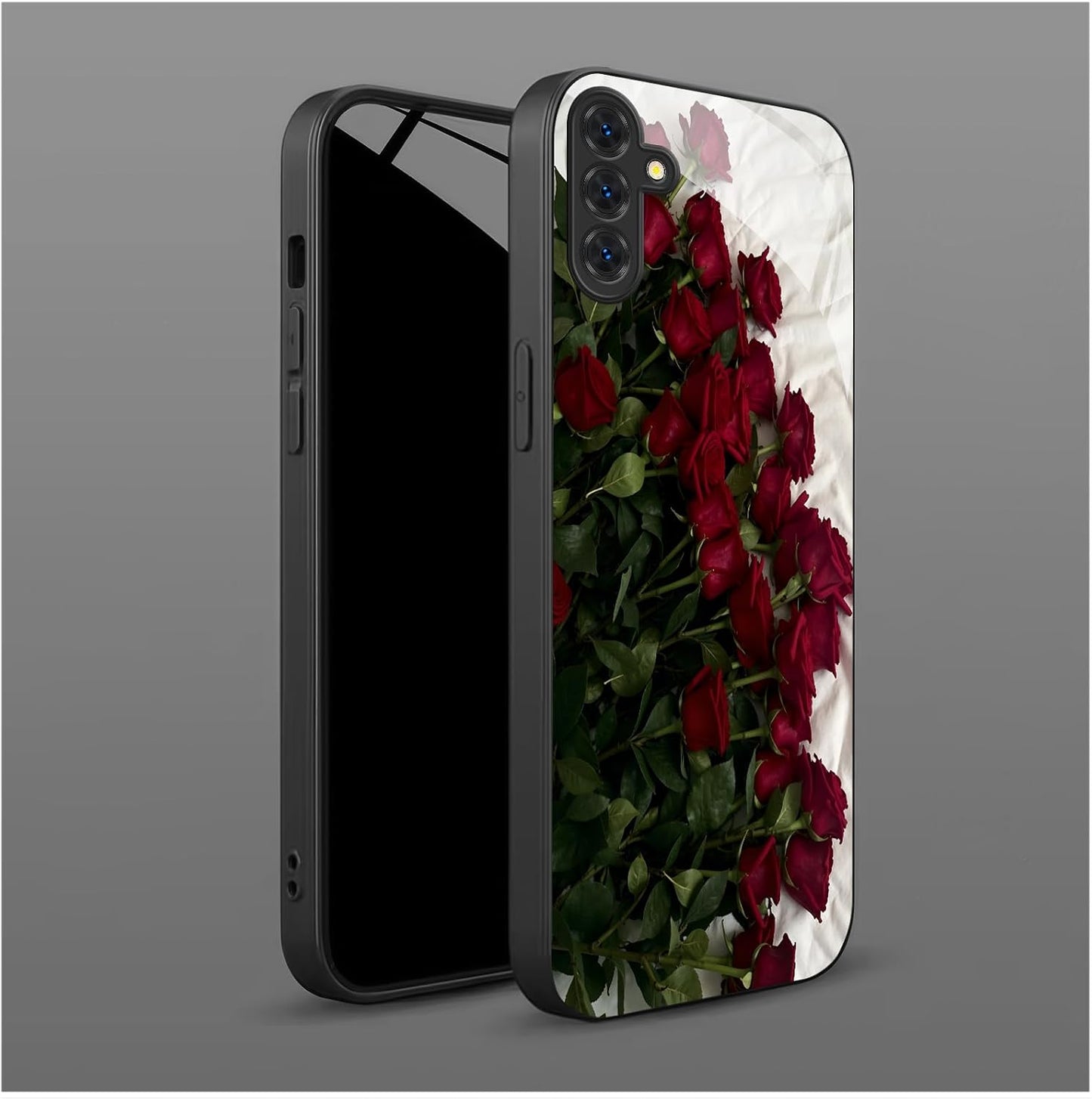 Aeronwen A55 6.6 inch for Samsung Galaxy Case Red Roses Bouquet Glossy Hard Case, Fade Resistant, Precise Cutout