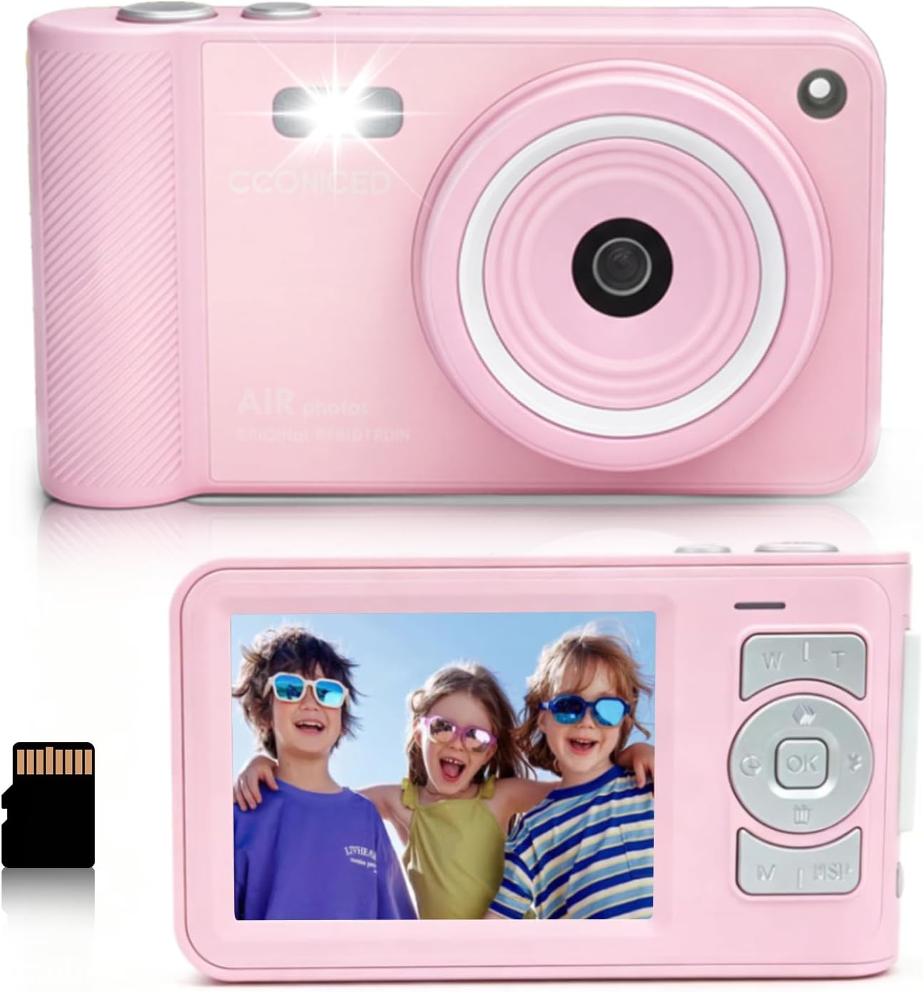 GCORDER 3-18, 50MP 1080P 16X 3-12, 13-18 Digital Camera,Pink Digital Camera for Kids Teens FHD Compact Camera with GB