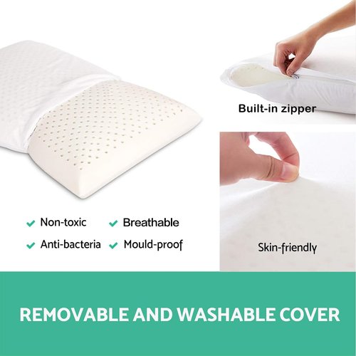 Gatnlair Latex Pillow, 100% Talalay Natural Latex Pillow, Soft Sleeping Bed Pillows with Cotton Cover, Queen Size, Perfect for Side/Back Pain, Stomach, Neck, Stress Relief (Queen (Medium))