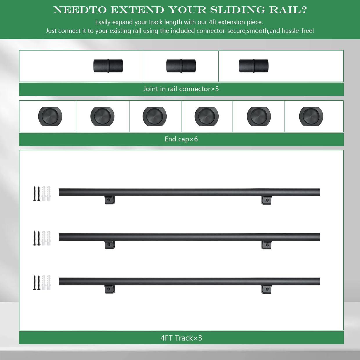 HARDJULAN 12FT Extention Track for Hook Rolling Ladder