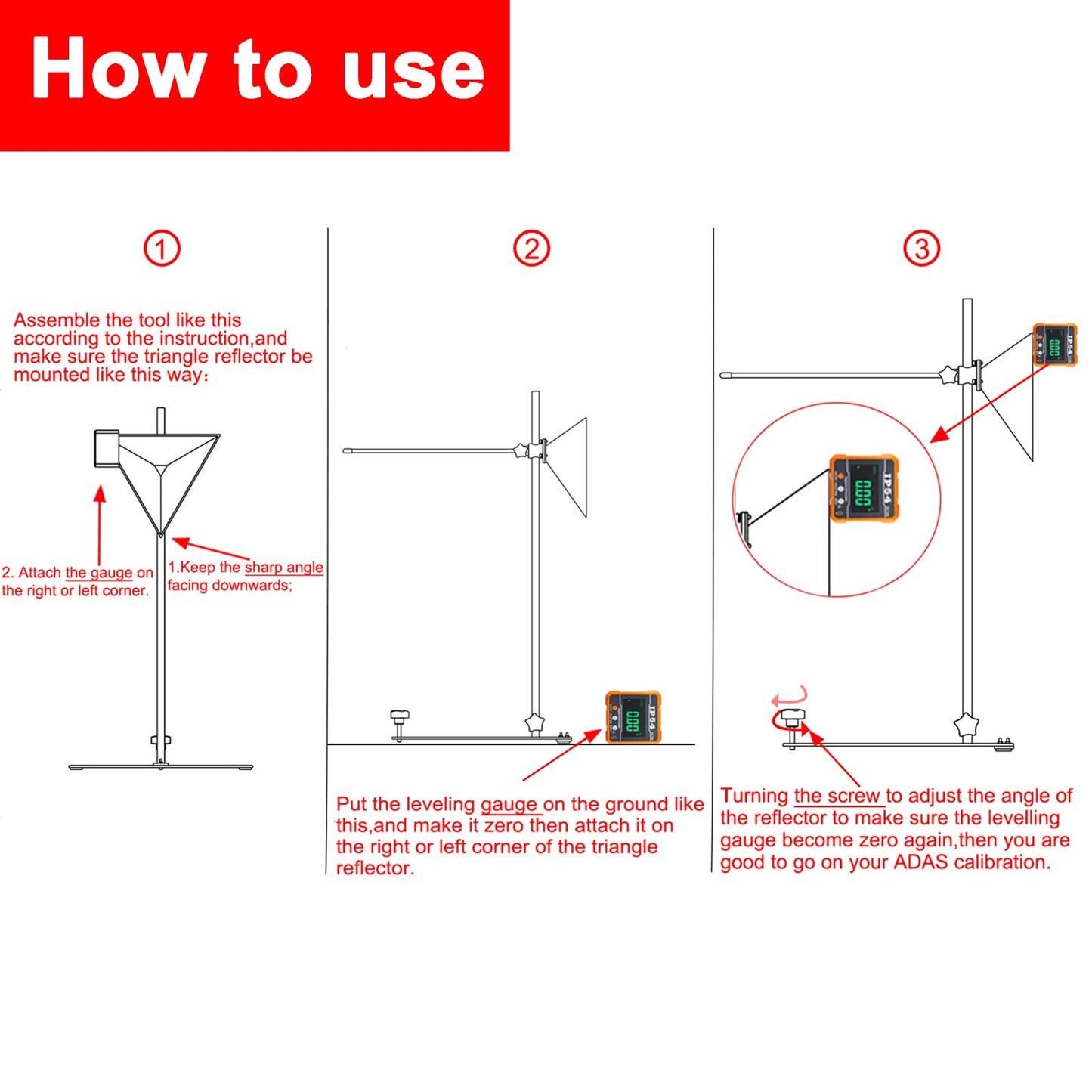 ADAS Calibration Tool 8.07"Outer Edge Reflector for Automobile Light & Heavy Vehicles with Digital Angle Finder,Assist Mirror and Reflective Board for Vehicle Centerline Alignment