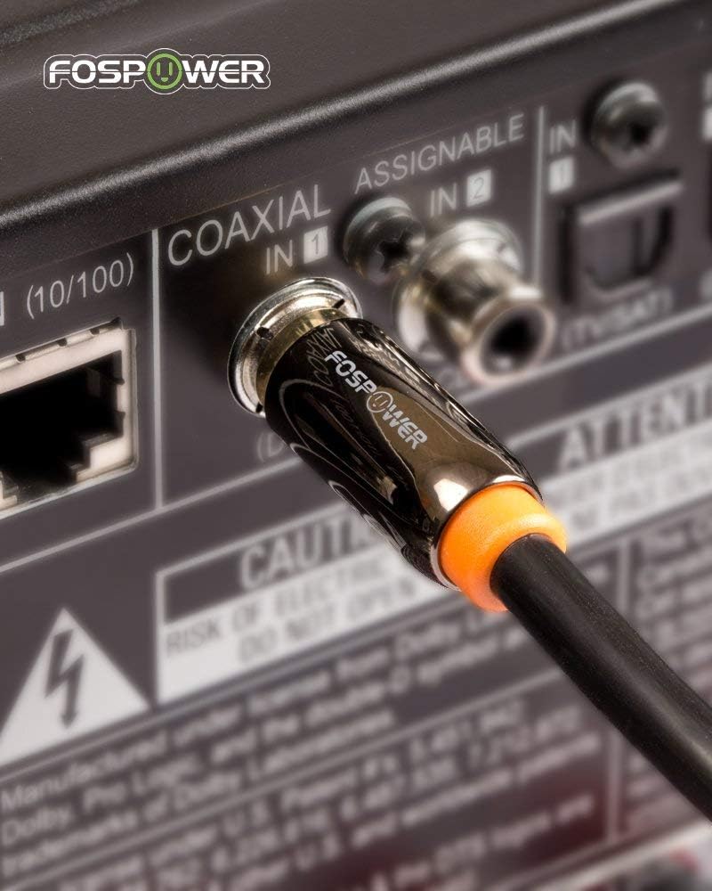 [24K 6ft FosPower Digital Audio Coaxial Cable Gold Plated Connectors] Premium S/PDIF RCA Male to RCA Male for Home