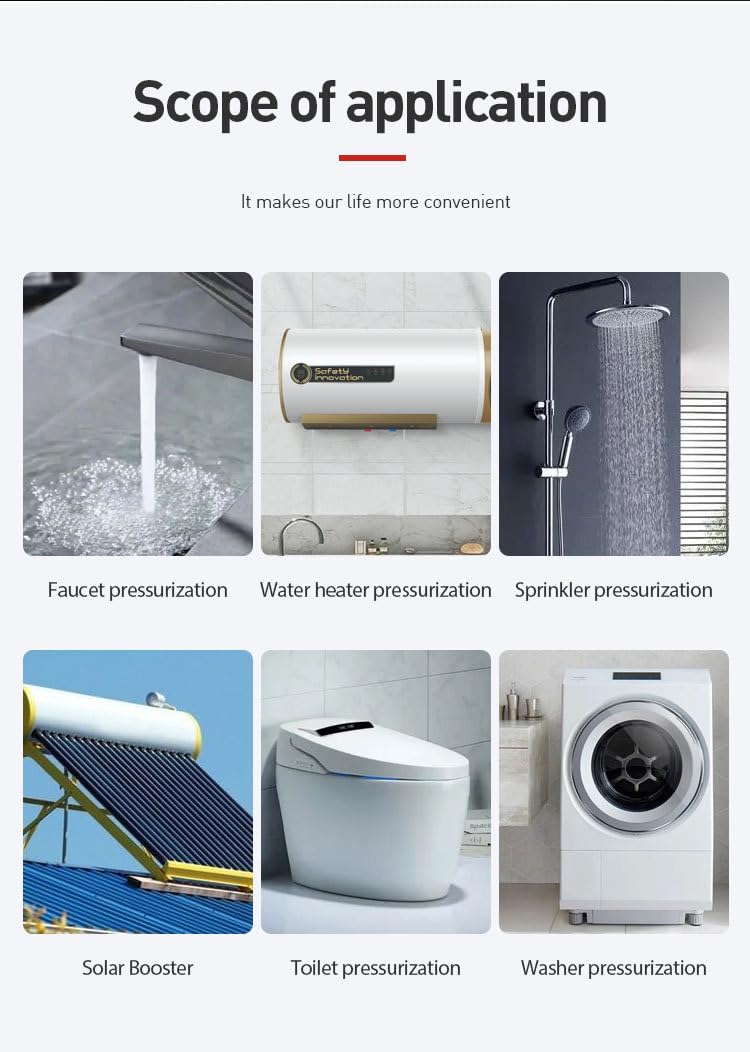 TNEHOD 120W Automatic Water Pressure Booster Pump 110V 60Hz, Home Inline Shower Booster Pump with Water Flow Switch for Household Kitchen Bathroom Water Heater Irrigation