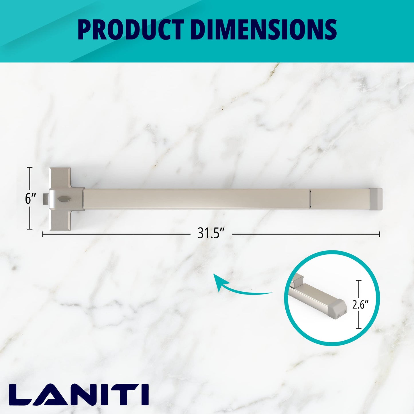 LANITI Hardware Push Bar Stainless Steel Commercial Emergency Exit Bar Panic Exit Device Suitable for Wood Metal Door Exterior Locking Lever Trim. (Lock Cylinder - Without Alarm)