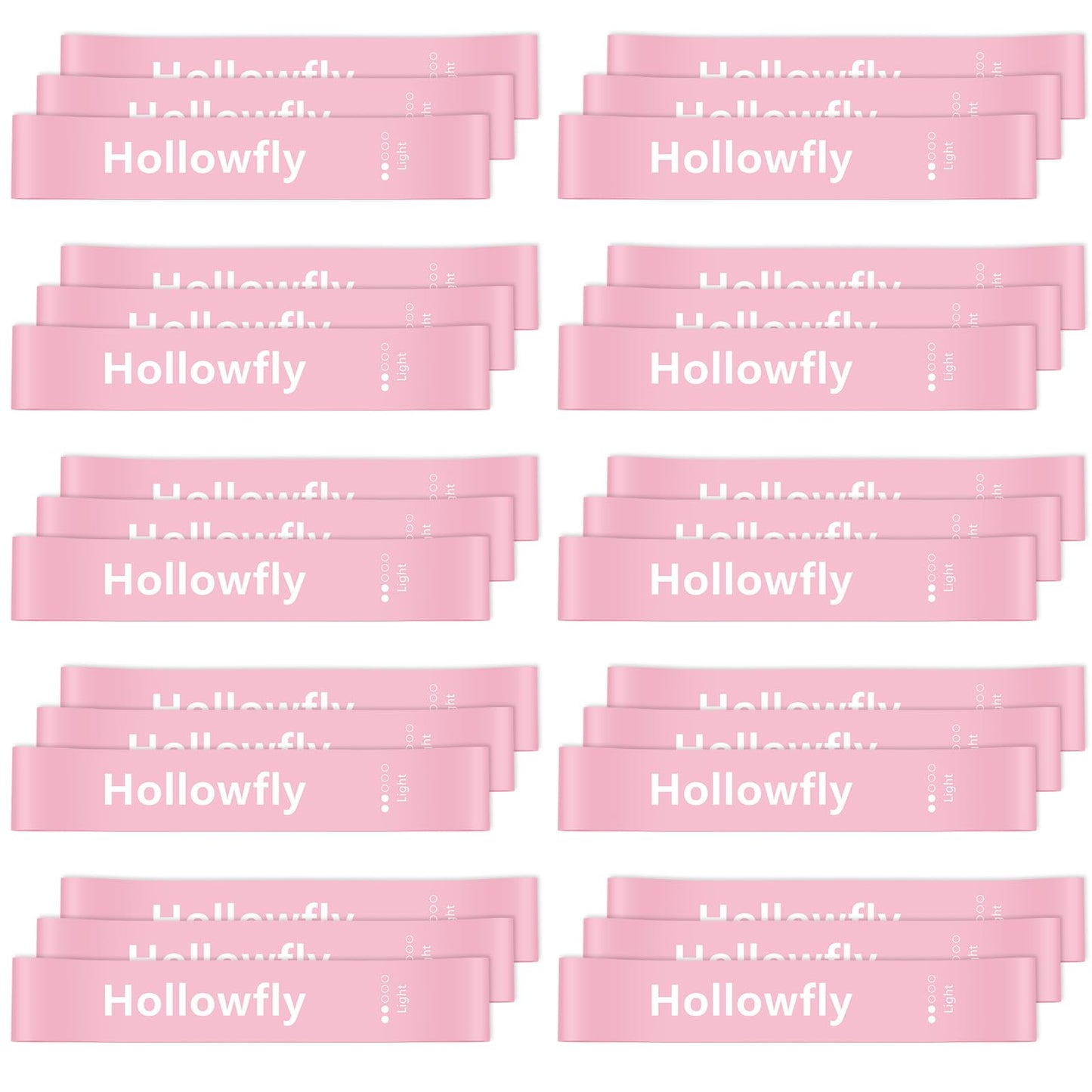 Hollowfly 30 Pcs Latex Resistance Bands Resistance Loop Exercise Band for Booty Workout Stretch Exercise Equipment Non Slip Elastic Band for Women Men Home Butt Hip Thigh Fitness Gym Yoga(Pink,Light)