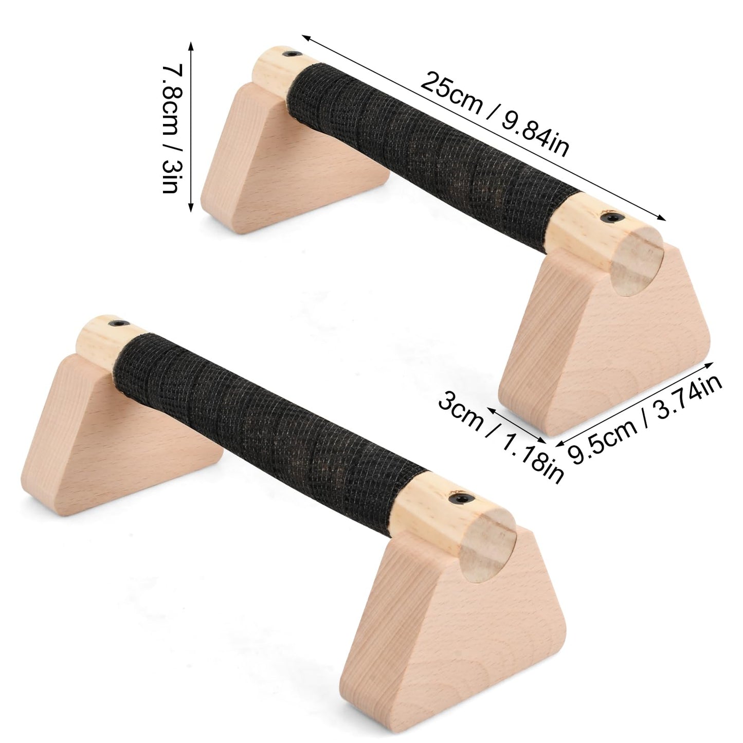 Trutob Pushup Handle Wood, Wooden Parallettes Bars for Calisthenics & Handstand Training, Push Up Bars with Non-Slip Base, Push-up Stand Strength Training & Home Gym Workout Equipment for Men Women