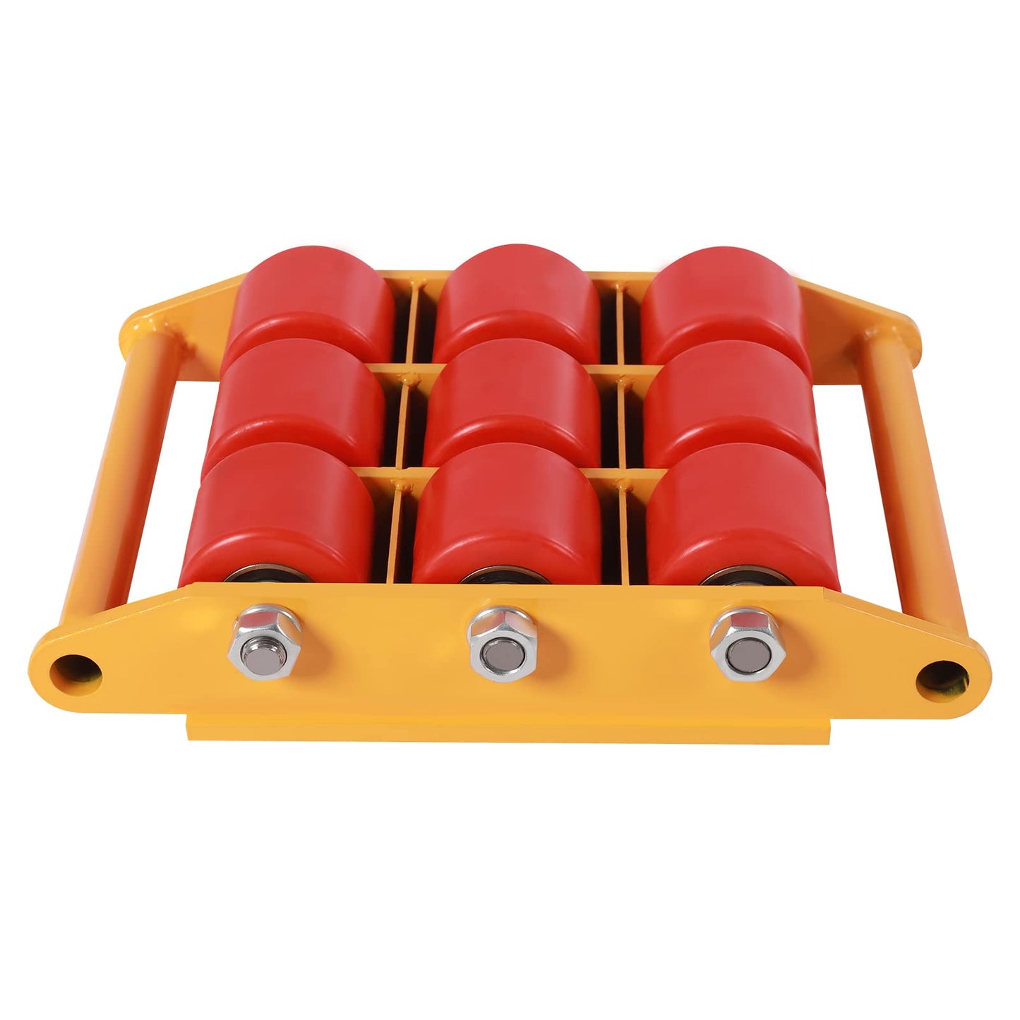 15T Heavy Duty Machinery Mover Skate – 33,000lbs Capacity, 9 PU Rollers & 360° Rotation, Industrial Equipment Dolly for Warehouses/Construction, Yellow (1pc)
