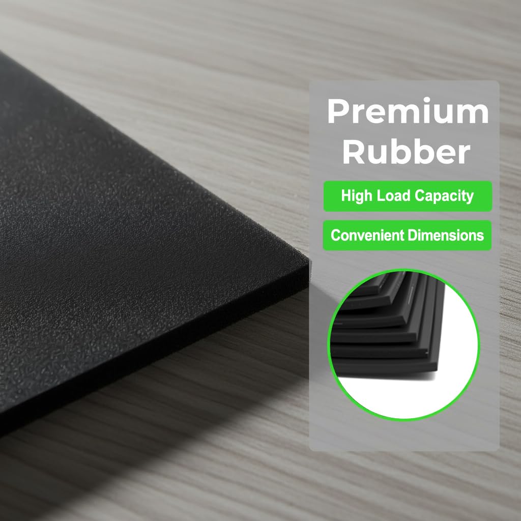 10-Pack Anti Vibration Pad, 6 x 6 x 1/8 inches, 2.7 pounds, Heavy Duty Rubber Anti-Vibration Isolation Pad for Air Compressor, HVAC, Air Conditioner Unit, Treadmill, Dryer and Washer