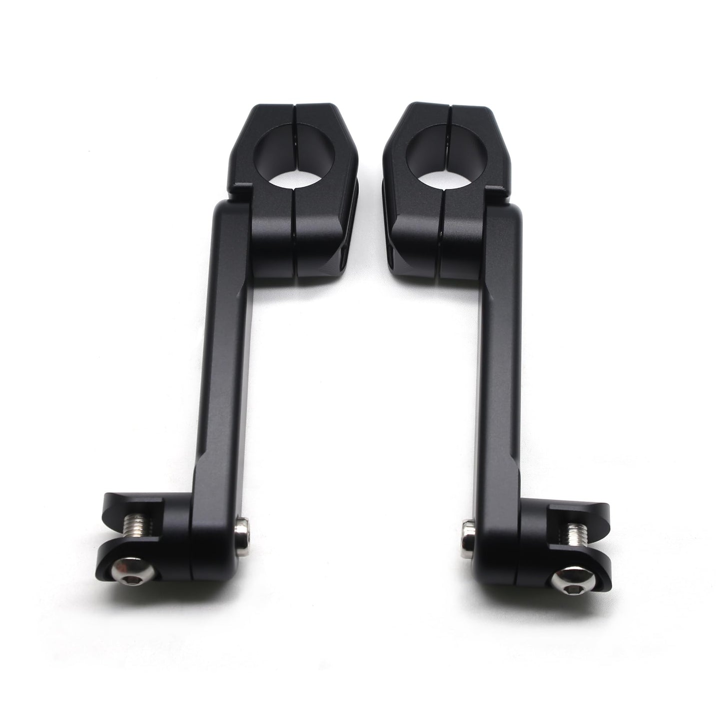 MZS Motorcycle Highway Pegs, 1.25" CNC Highway Foot Pegs Adjustable Long Angled Mount Clamps Compatible with Road King Sportster Softail Street Electra Glide Dyna Rebel Shadow for 1 1/4 Crash Bar