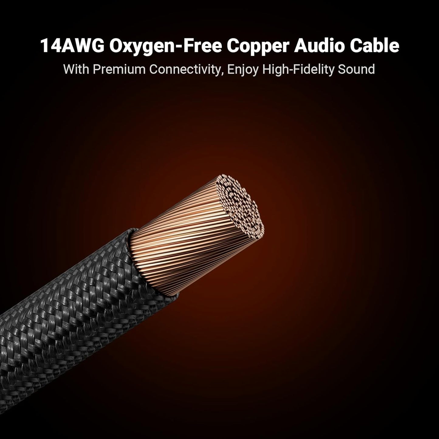 14AWG 0.9Ft, 1 Pack 4 (0.3m/11.8in) Fosi Audio Braided Speaker Wire Pair Cable with Gold Plated Banana Plugs, Black