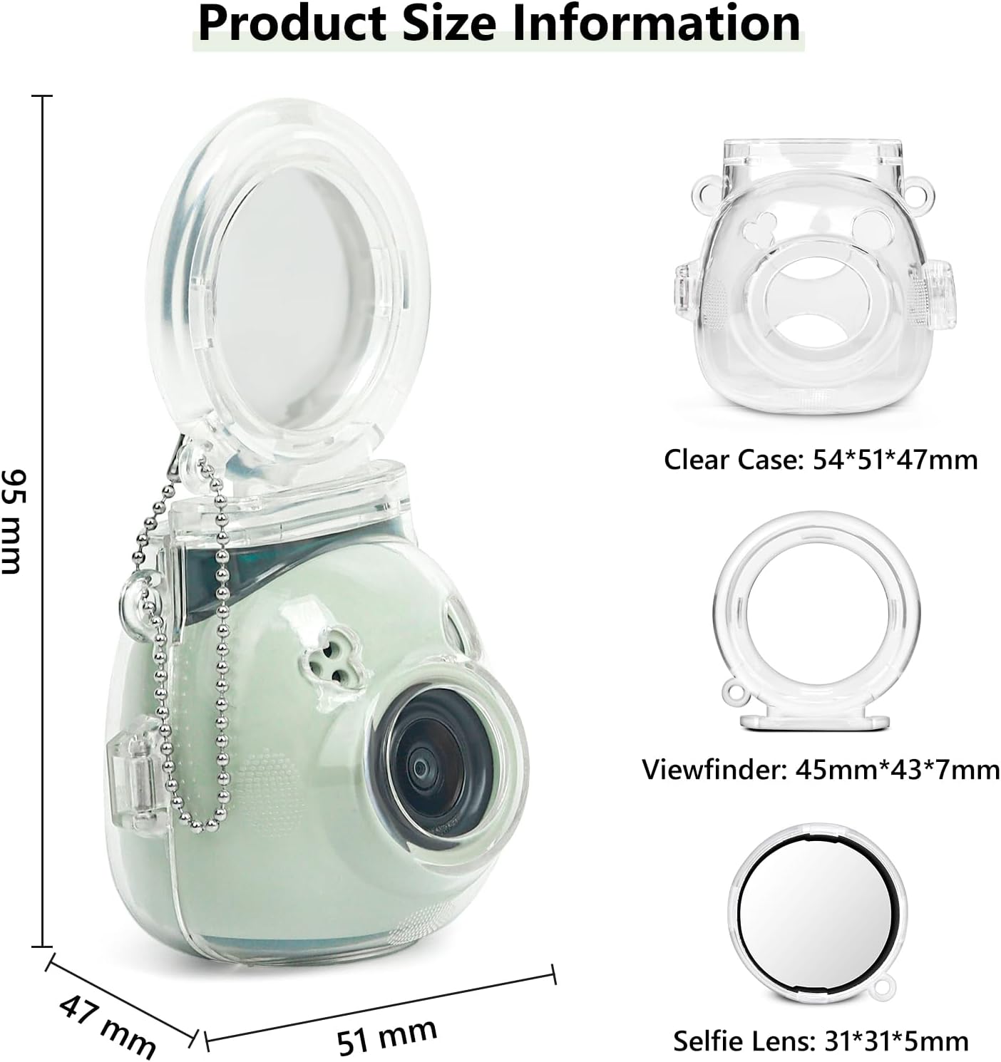 MUZIRI KINOKOO Fuji Mini Pal Camera Clear Case with Selfie Mirror - Hard PC Crystal Clear Protective Case for Instax